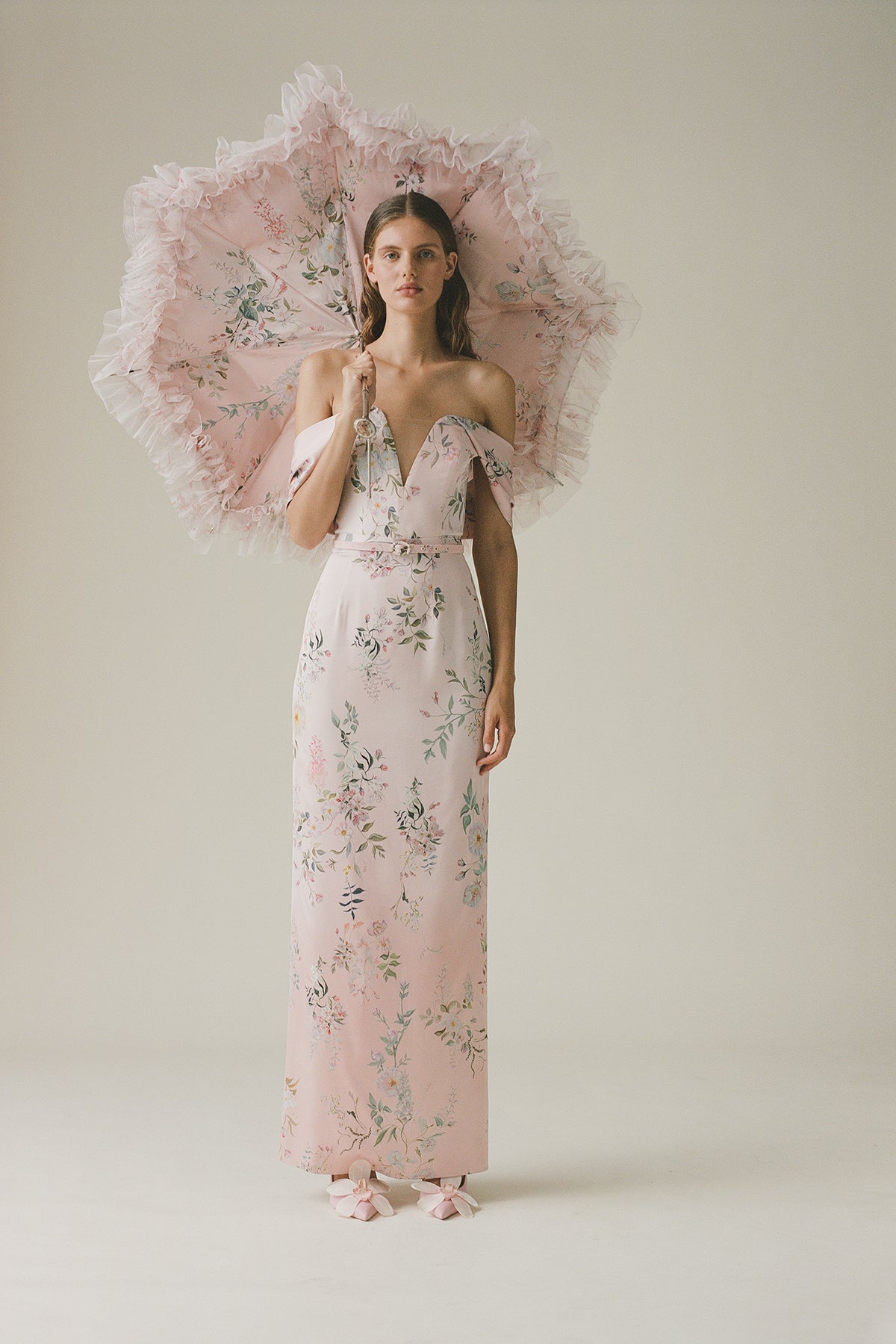 Archive Wisteria & Peony Rose Satin Skirt