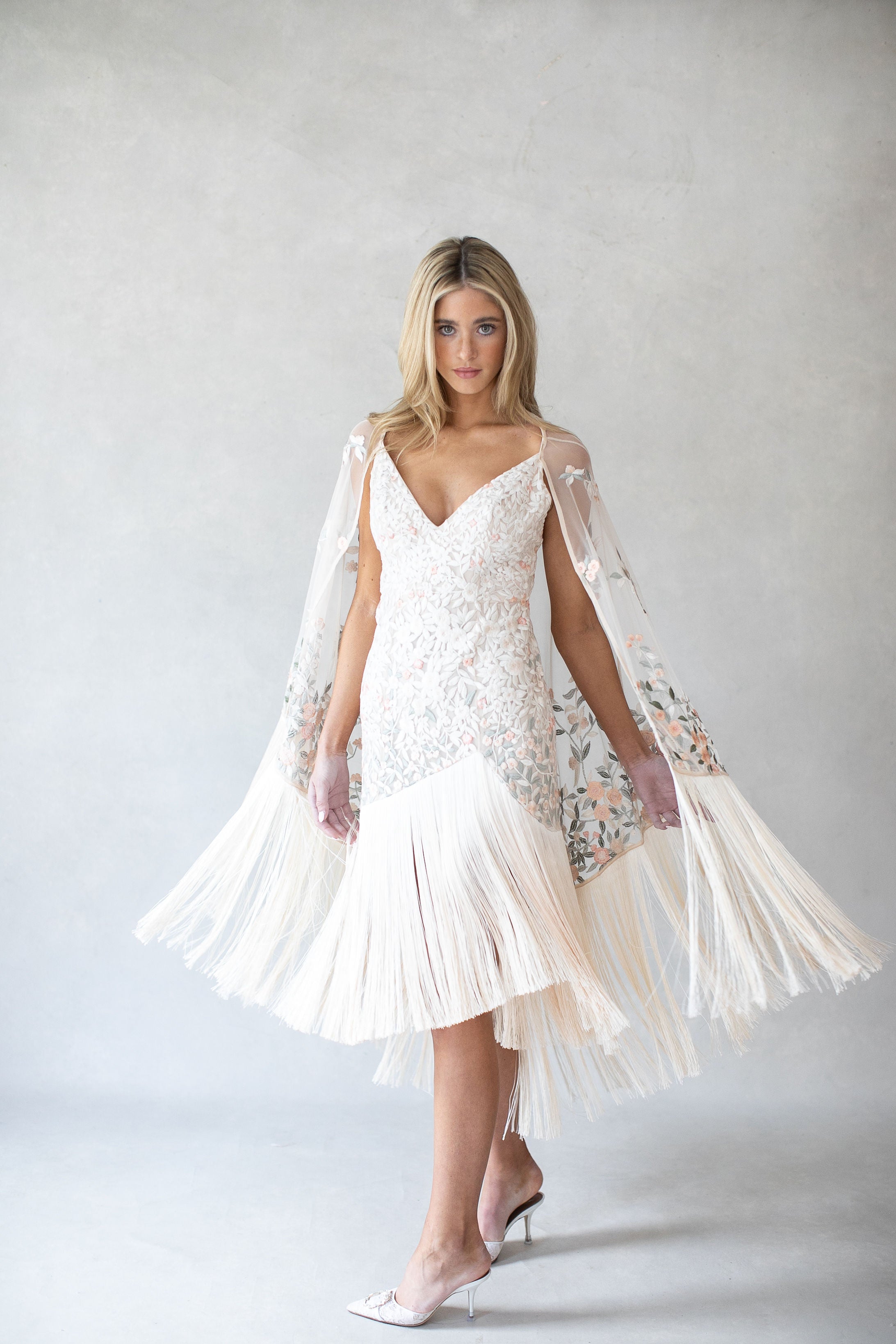 Archive Miniature Rose Botticelli Tassel Dress & Shawl Set