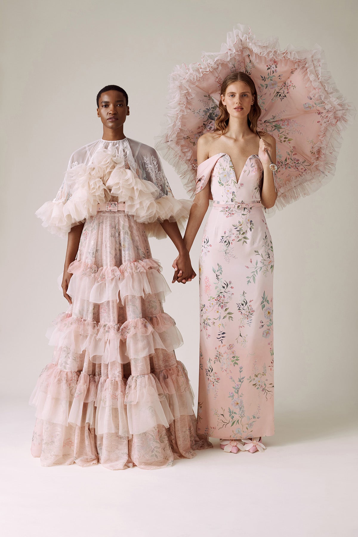 Archive Wisteria & Peony Rose Satin Skirt