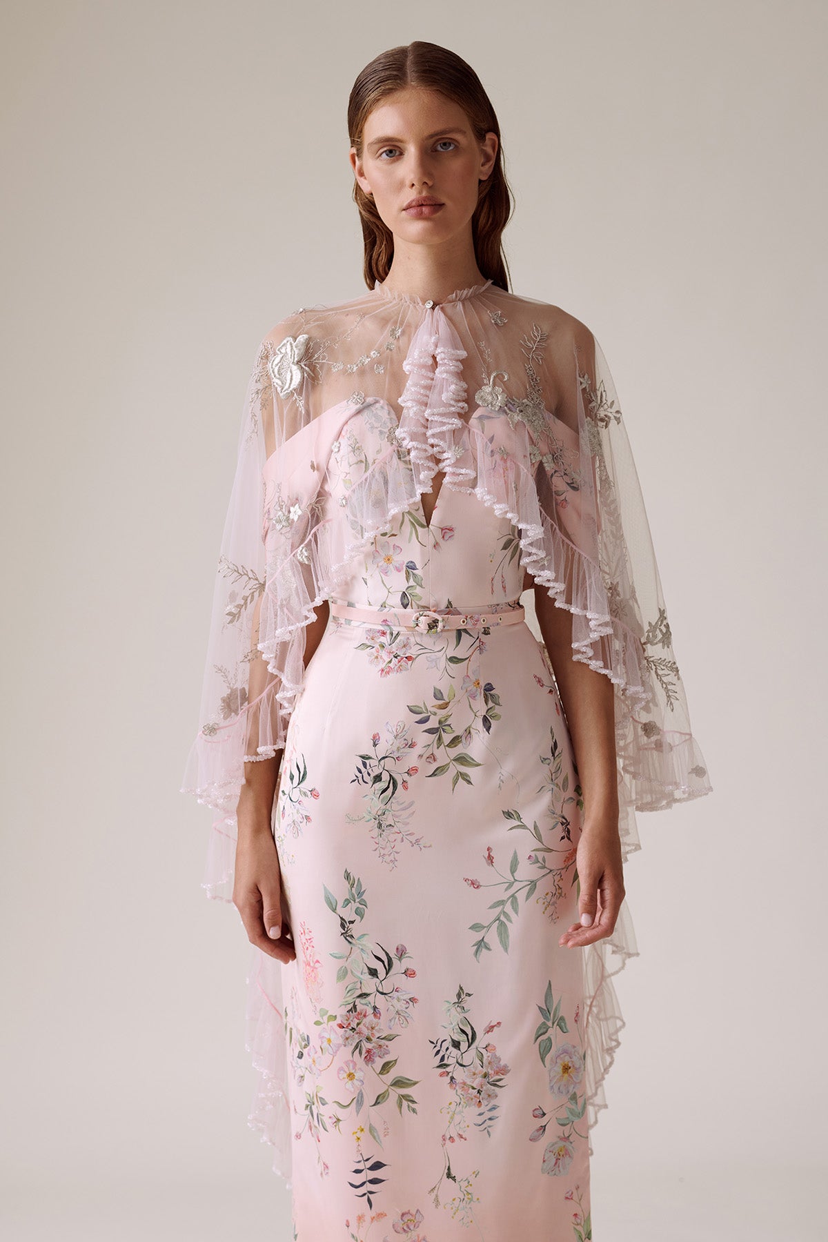 Archive Wisteria & Peony Rose Satin Skirt