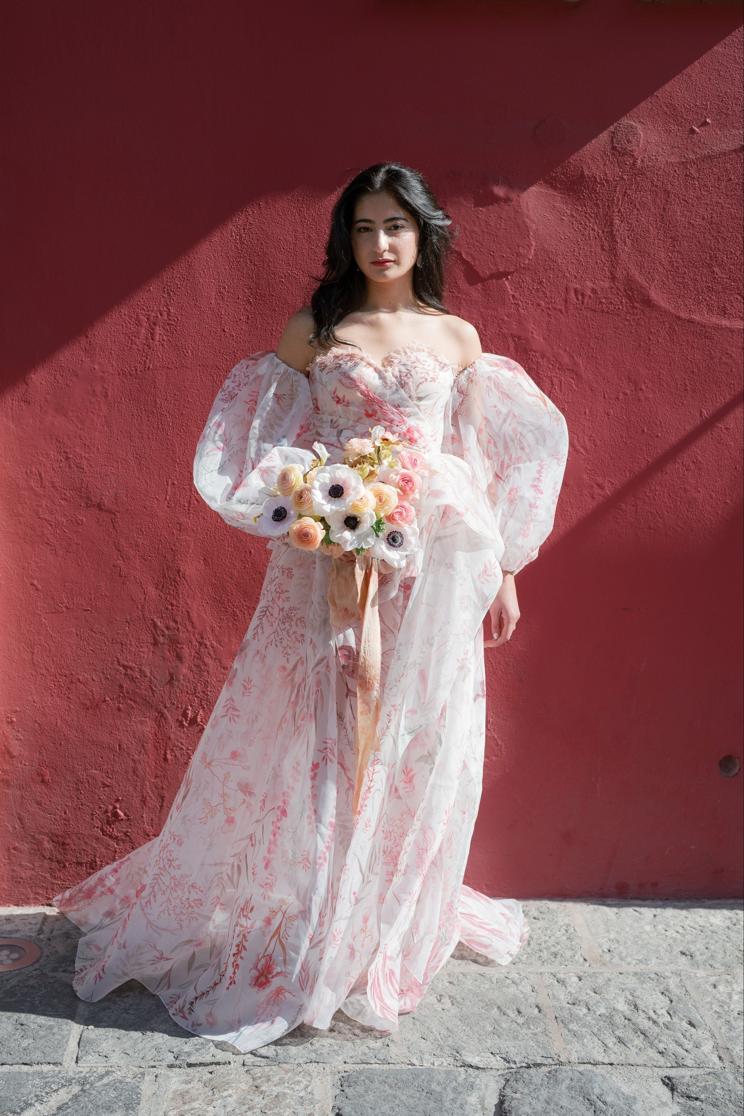 Archive Printed Underwater Wildflower Gown Blush - 3 Pieces - Mini Dress | Overskirt | Sleeves