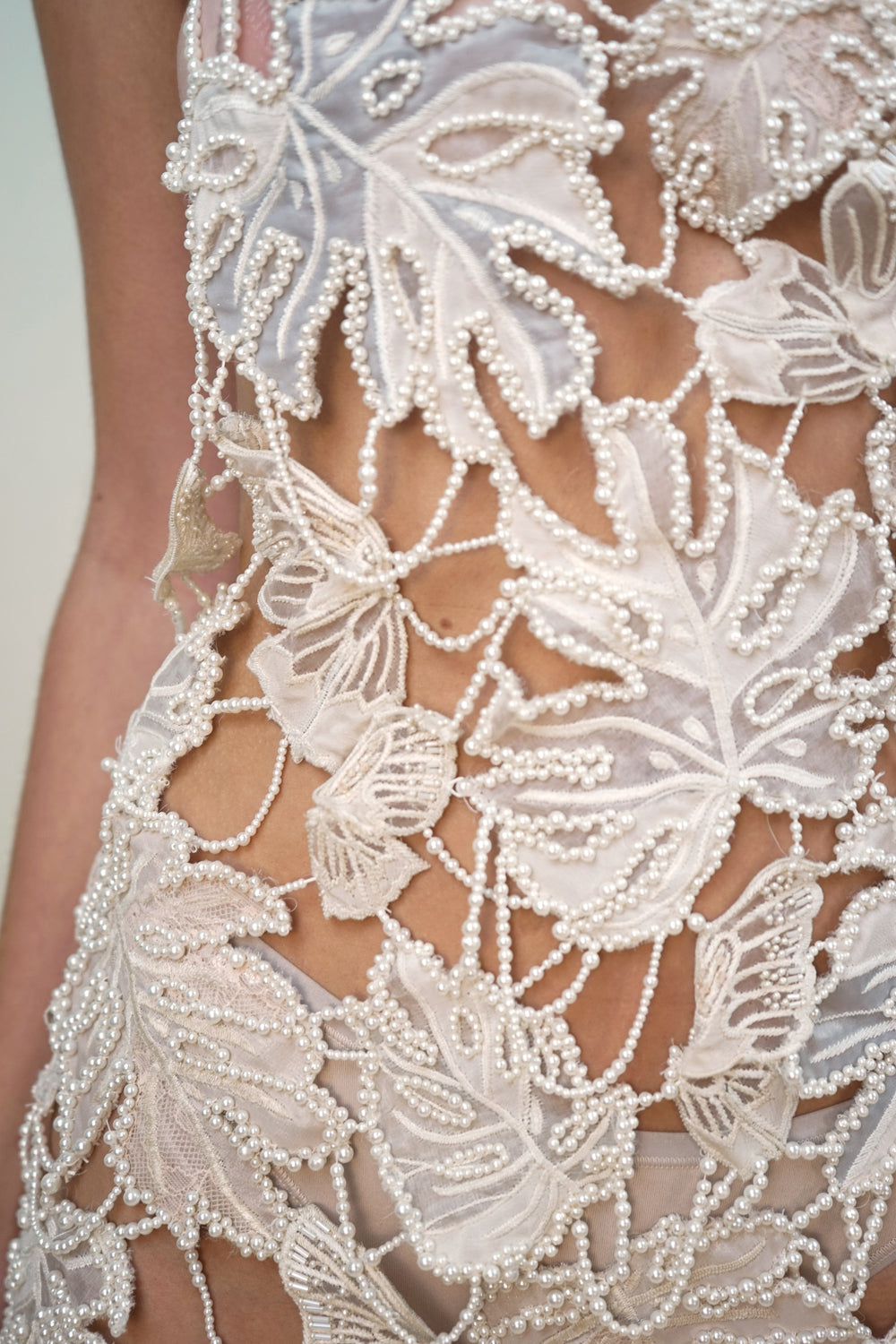 RTW Monstera Butterfly Pearl Chain Mini Dress - RUNWAY COLLECTION