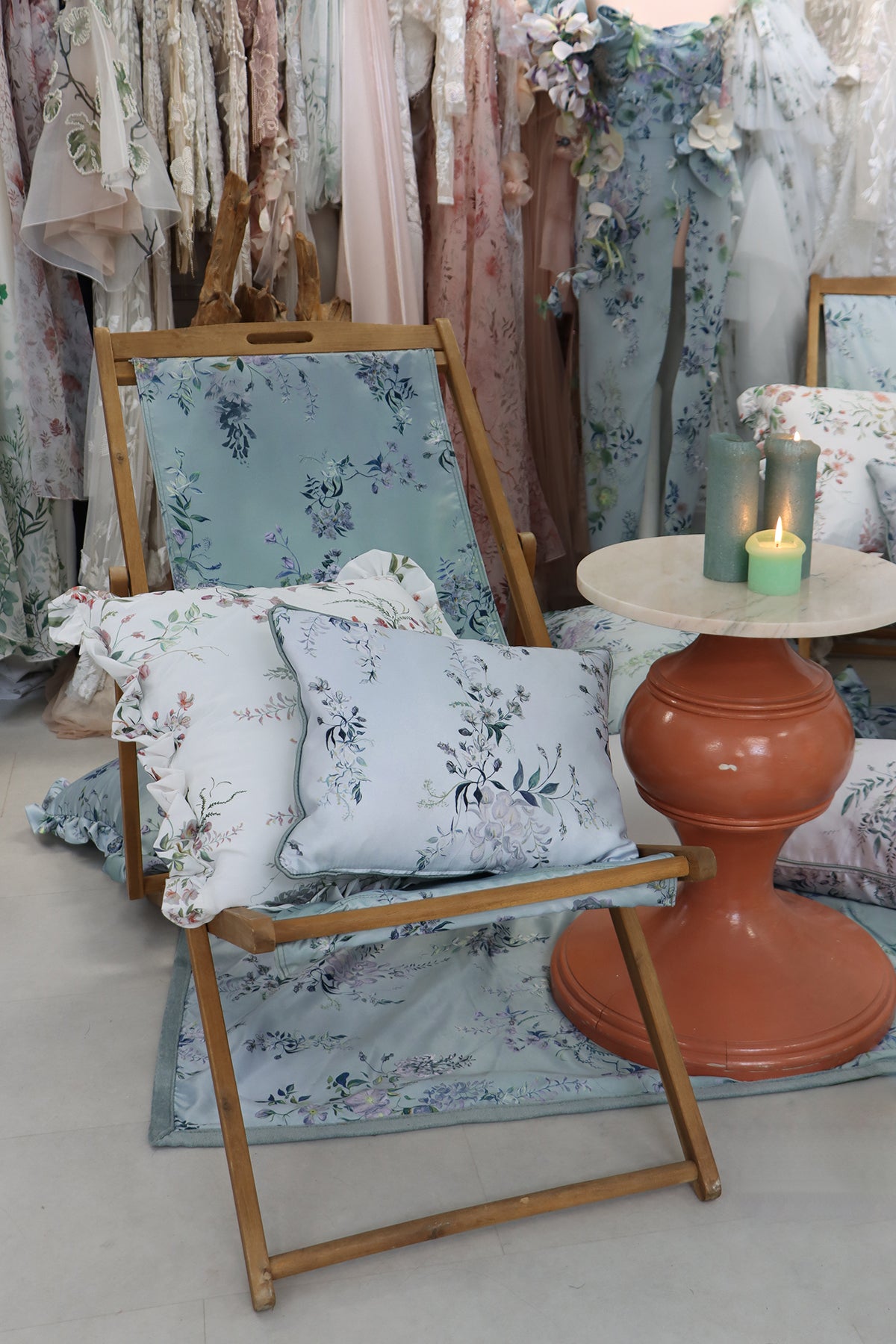 Wisteria & Peony Rose LARGE Sun Parasol & 2x Deck Chairs - GARDEN WEDDING - NEW