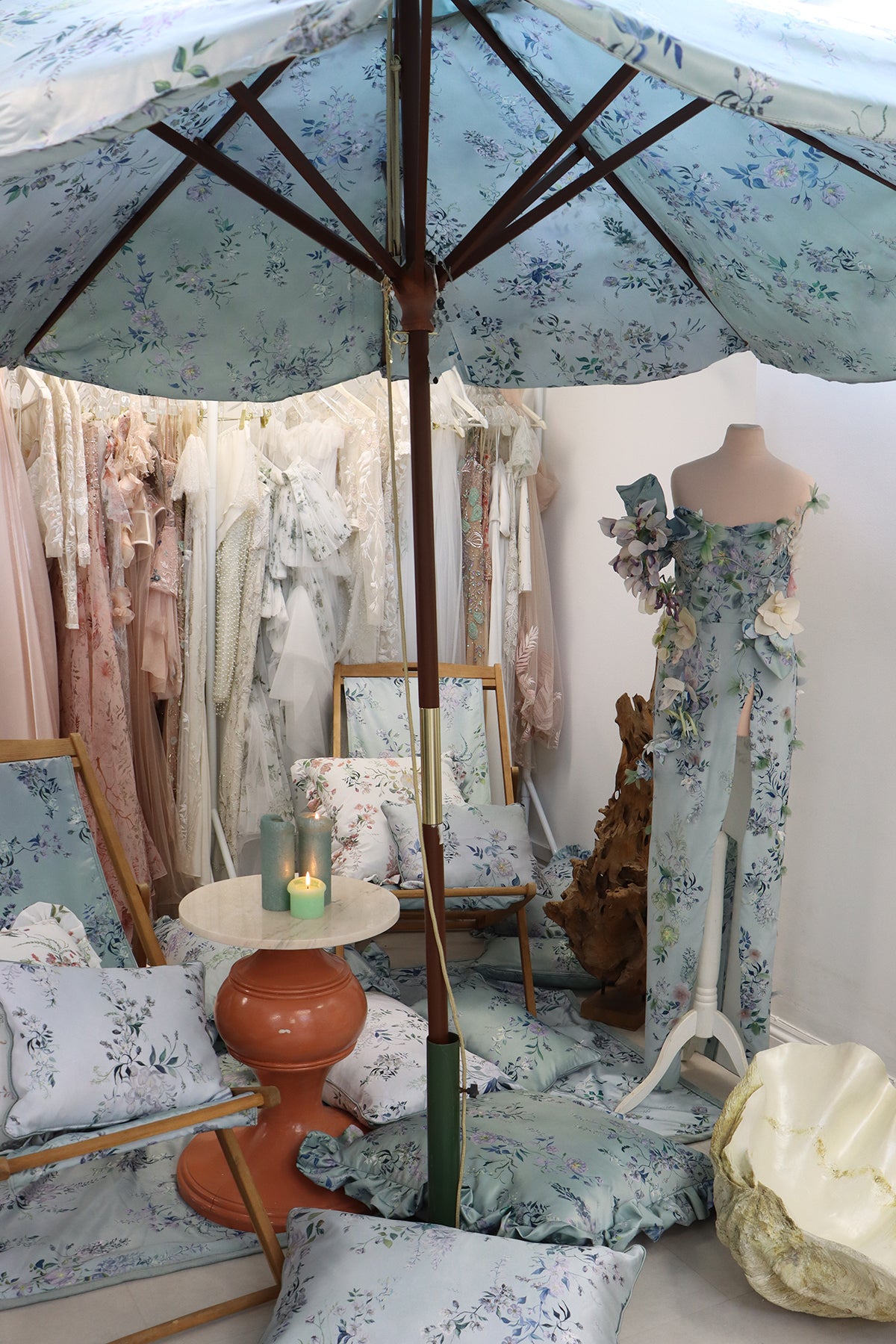 Wisteria & Peony Rose LARGE Sun Parasol & 2x Deck Chairs - GARDEN WEDDING - NEW