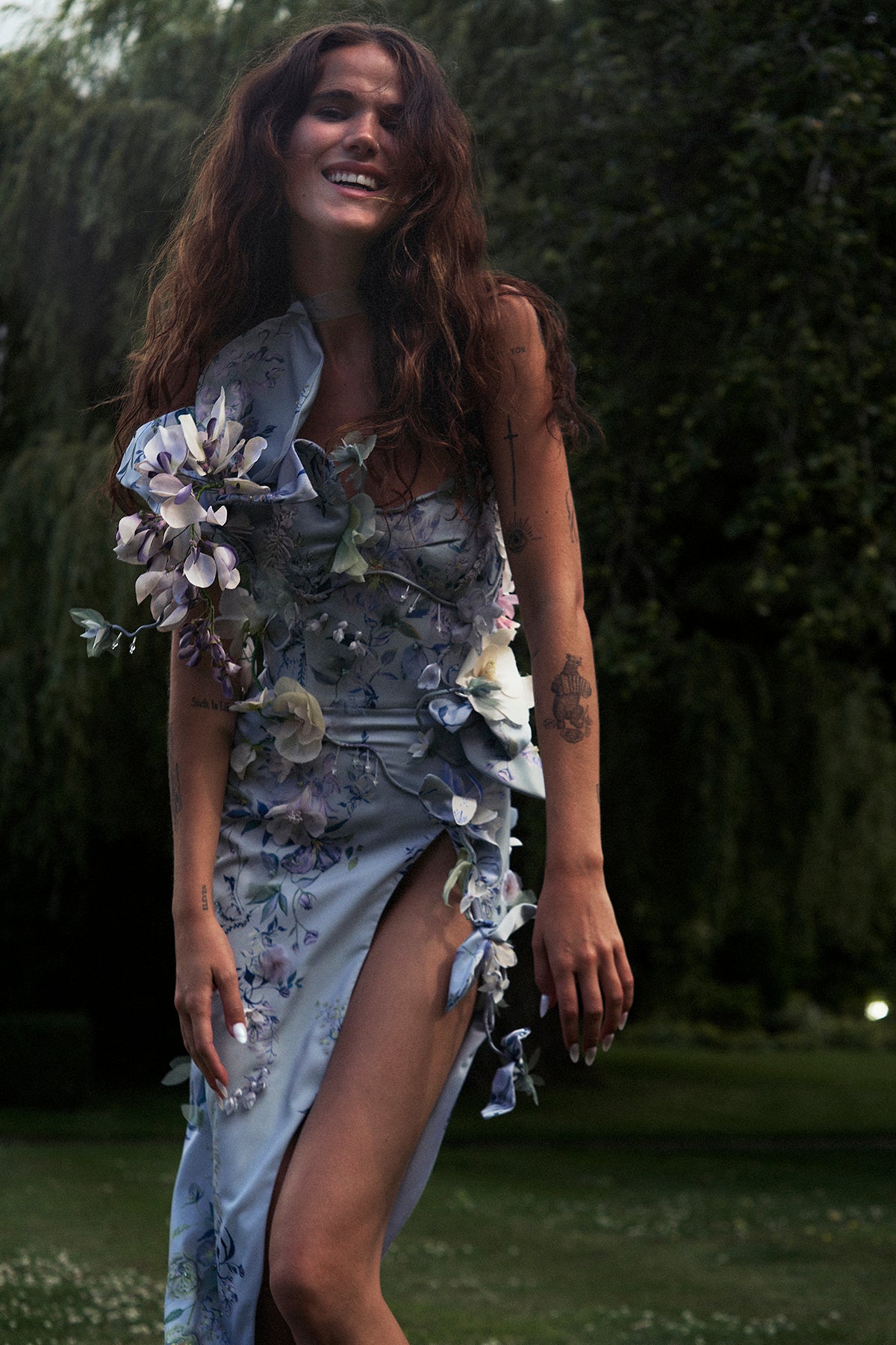 Archive Wisteria & Peony Rose 3D Garden Bloom Dress | Wearable Art