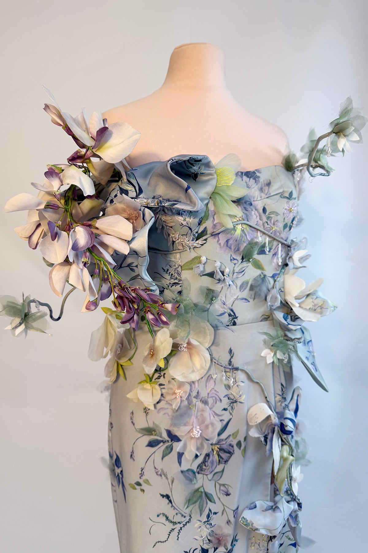 Archive Wisteria & Peony Rose 3D Garden Bloom Dress | Wearable Art