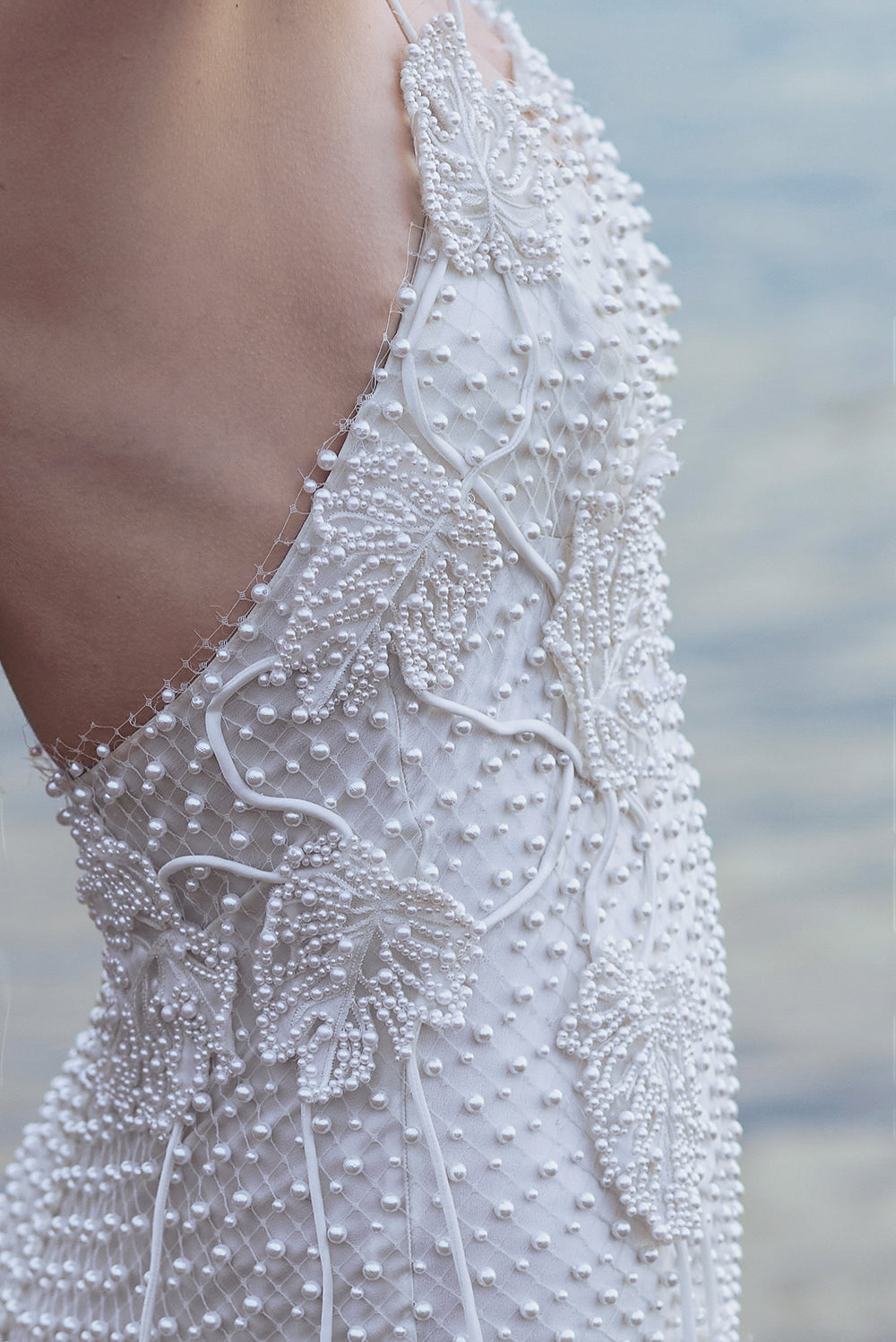 Archive Silk Monstera Pearl Net Mini Dress