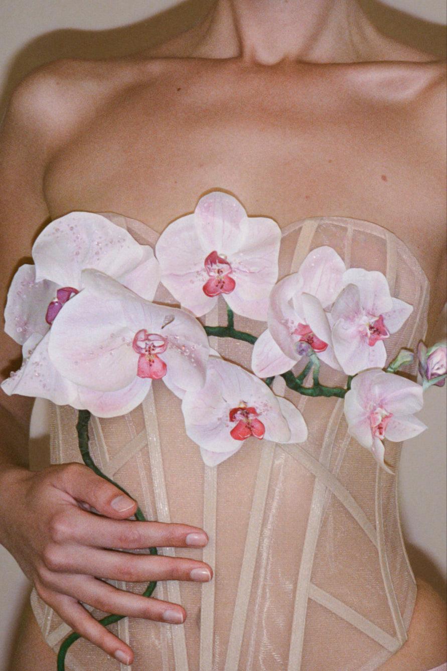Archive Handcrafted Custom Hand-Painted 3D Orchid Corset