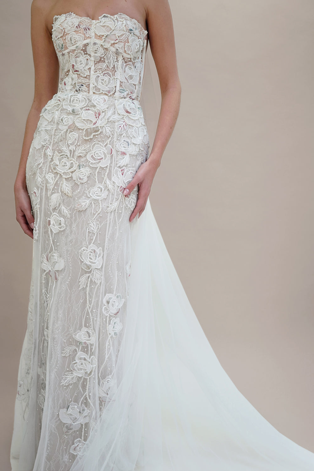 RTW Wild Rose Pearl Bustier Gown with Sweetheart Neckline