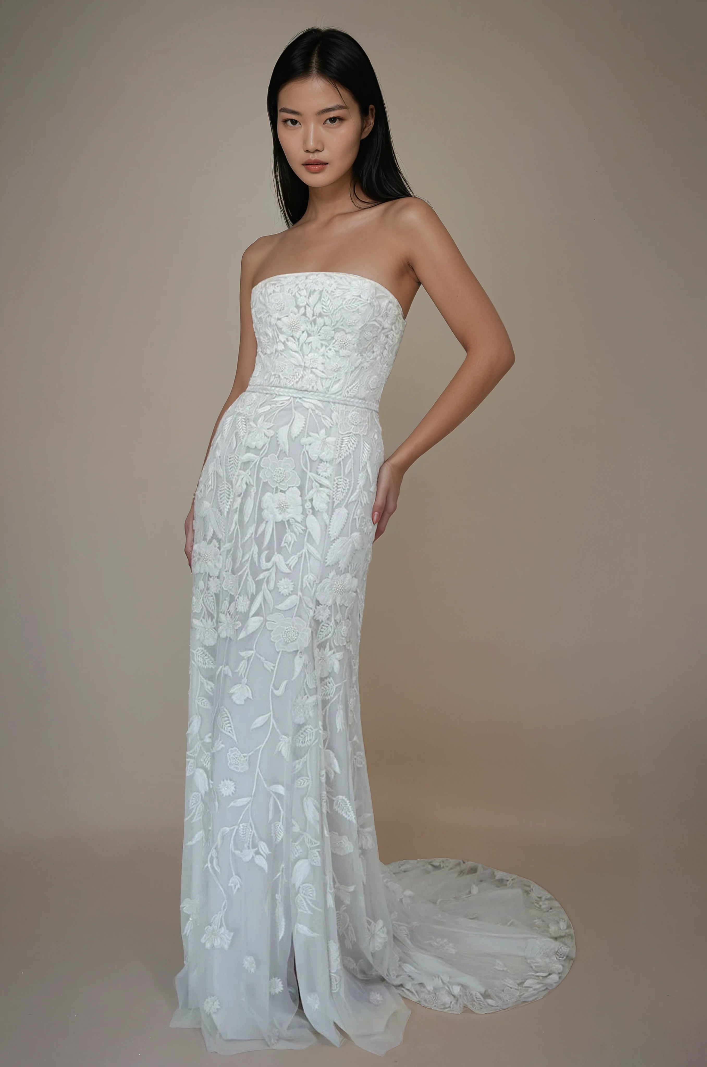 Wild Rose Tulle Bustier FL Gown Floral White