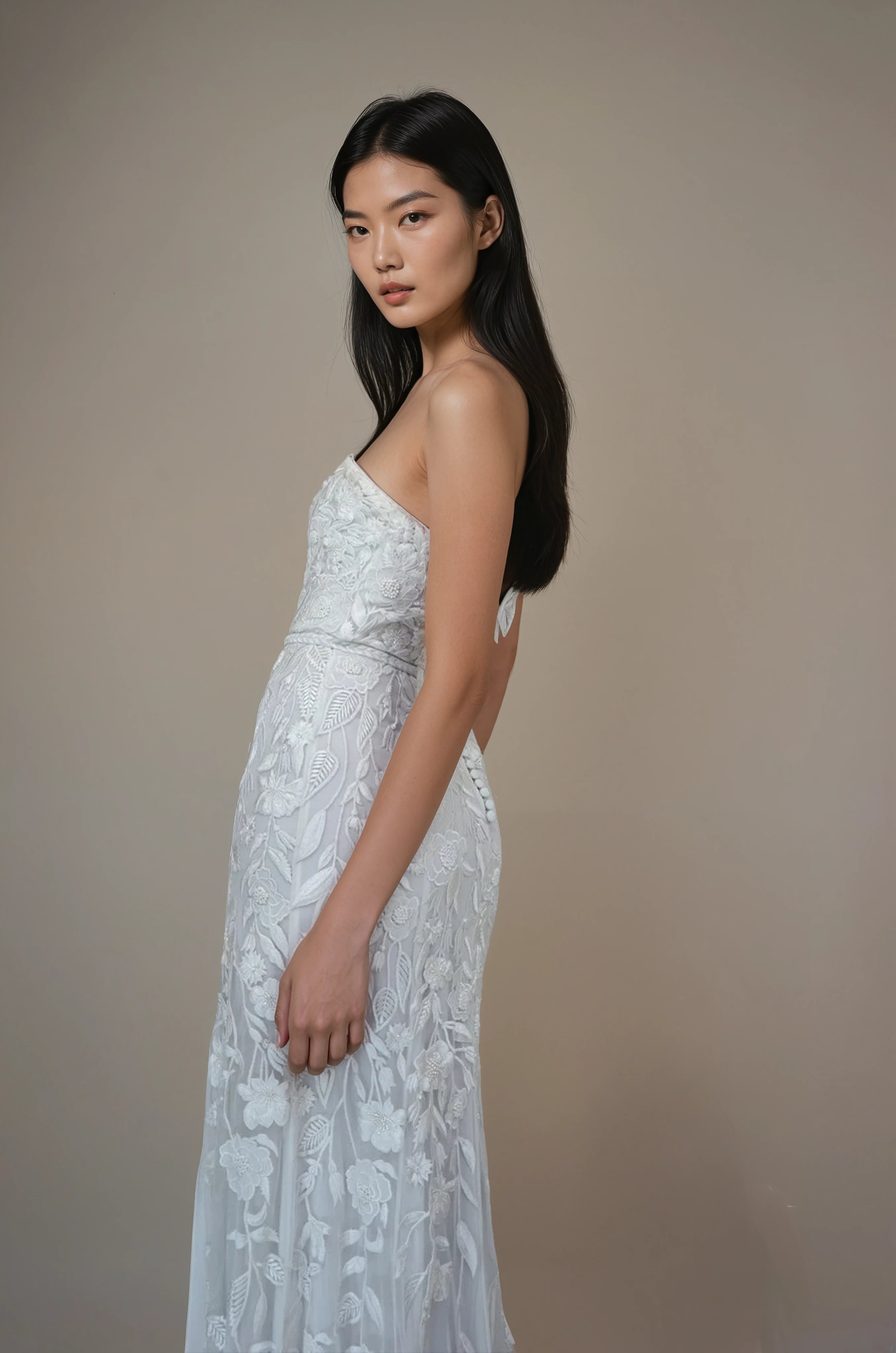 Wild Rose Tulle Bustier FL Gown Floral White