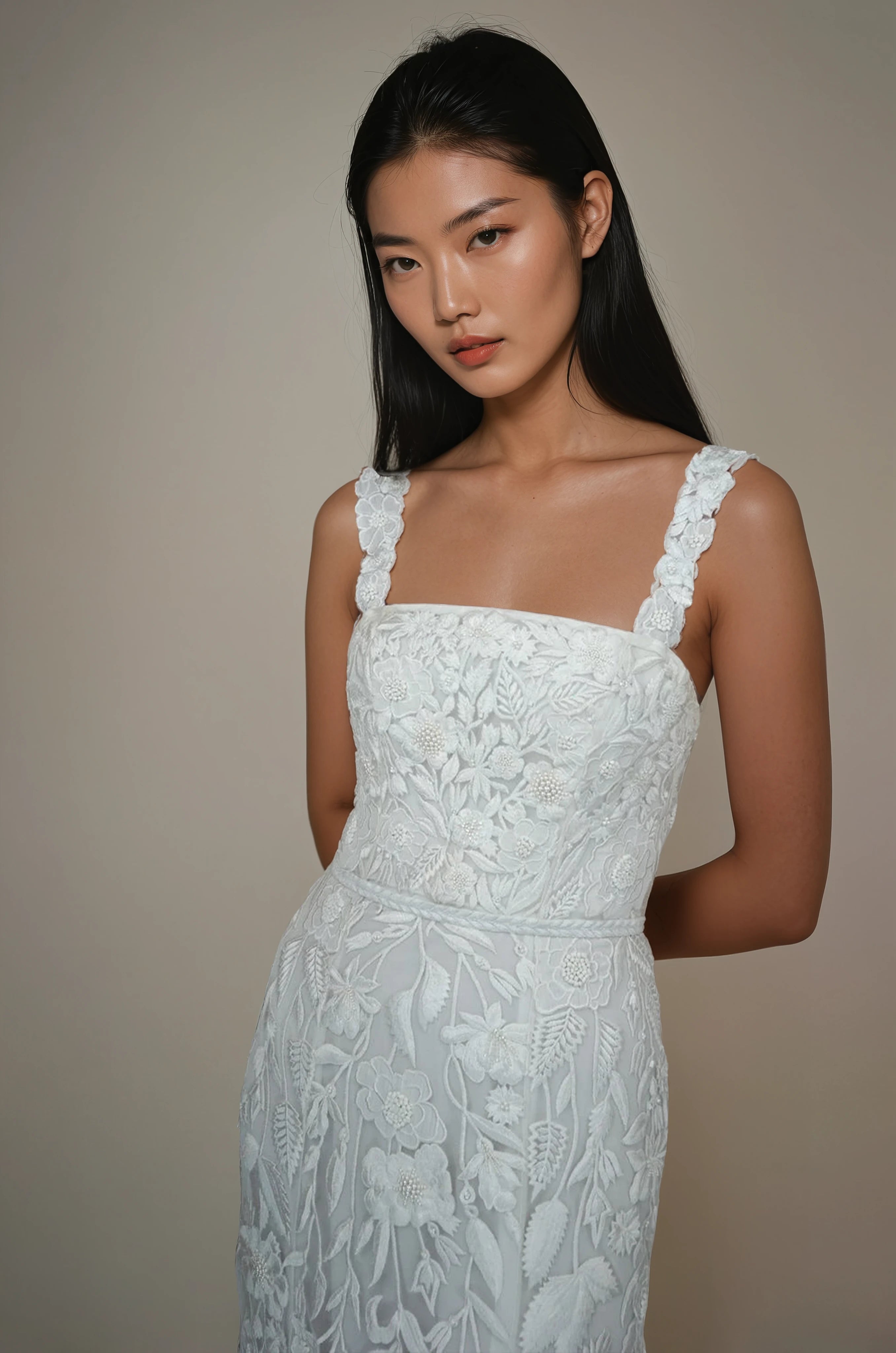 Archive Wild Rose Tulle Bustier FL Gown Floral White - New Sample