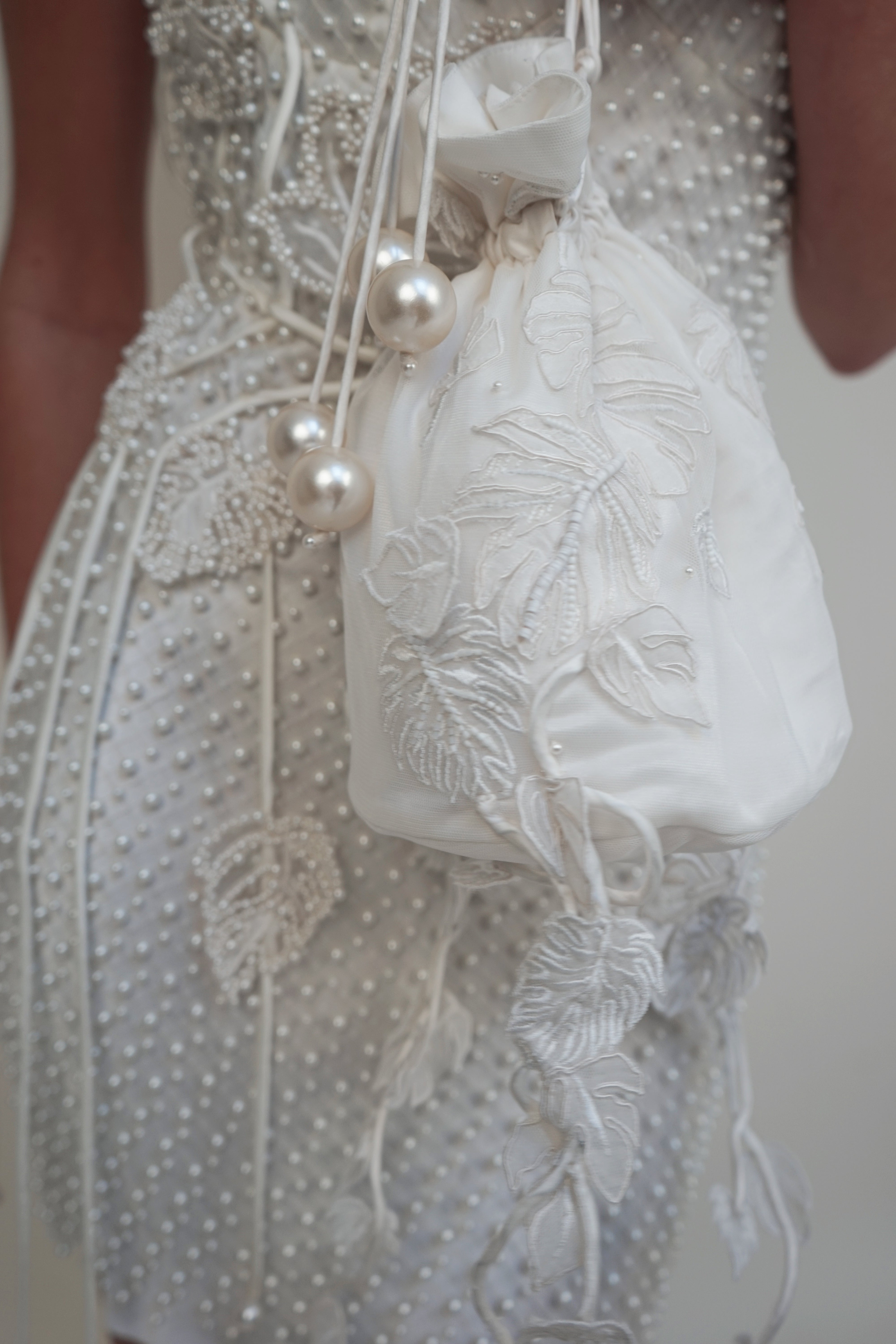 Archive Silk Monstera Pearl Net Mini Dress