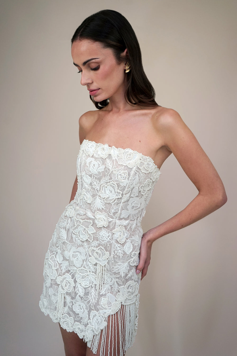 Archive Wild Rose Pearl Tassel Mini Dress - RUNWAY COLLECTION