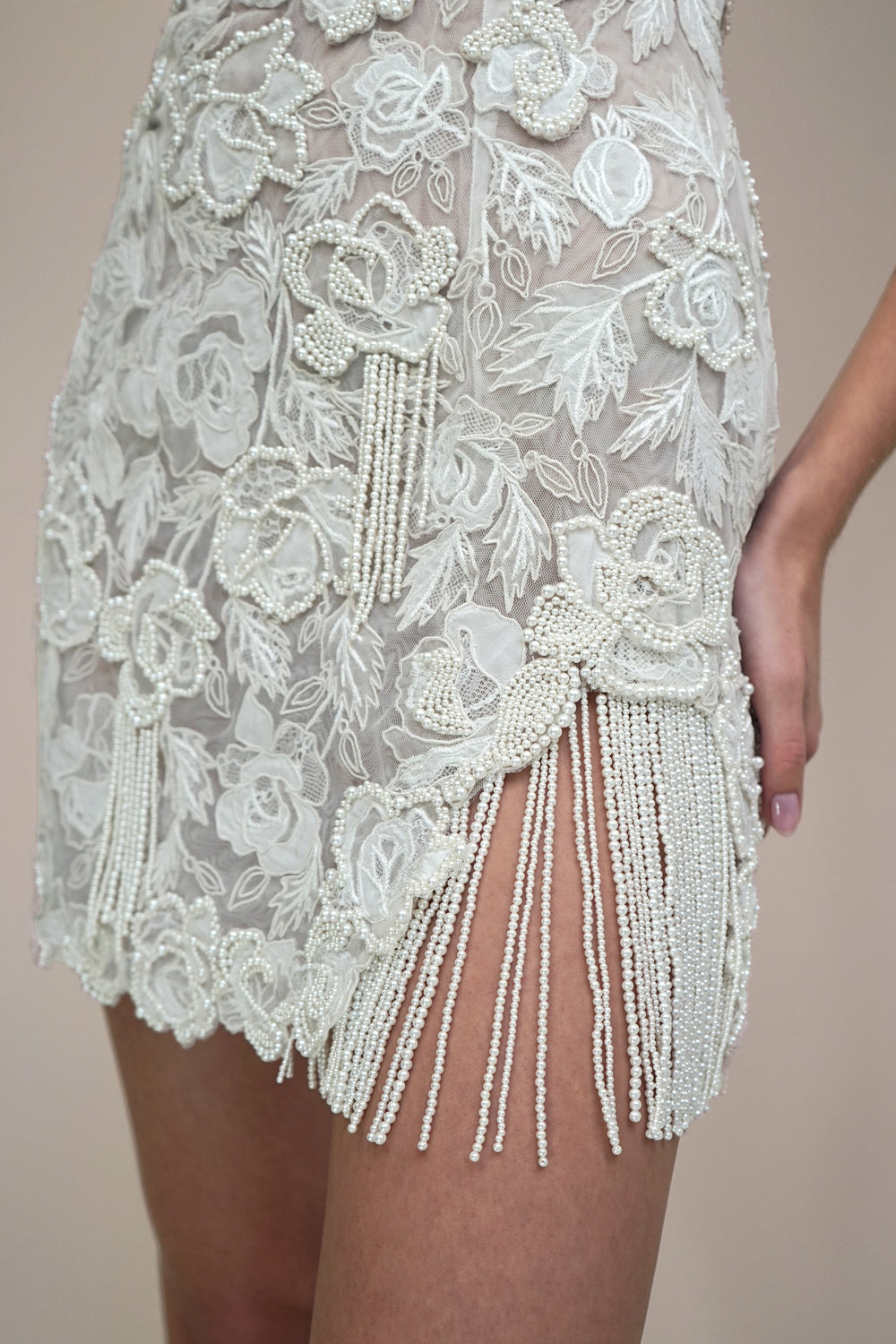 Archive Wild Rose Pearl Tassel Mini Dress - RUNWAY COLLECTION