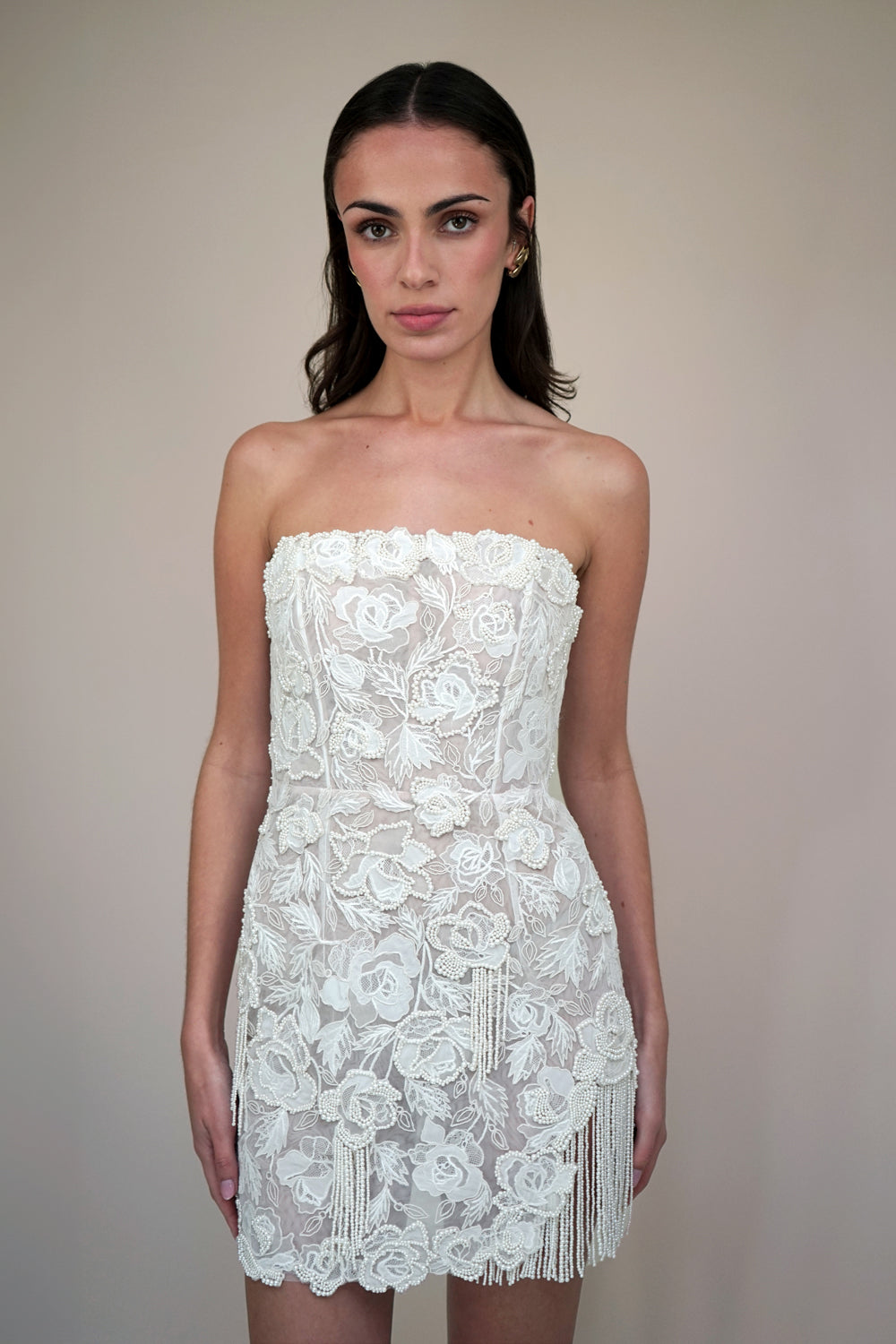 Archive Wild Rose Pearl Tassel Mini Dress - RUNWAY COLLECTION