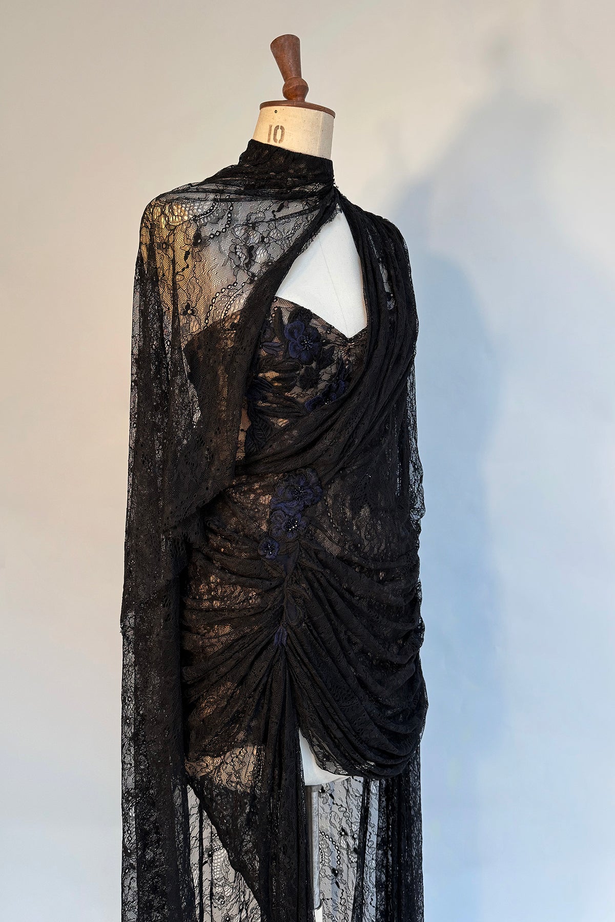Archive Galaxy Wild Rose Lace Cape Gown