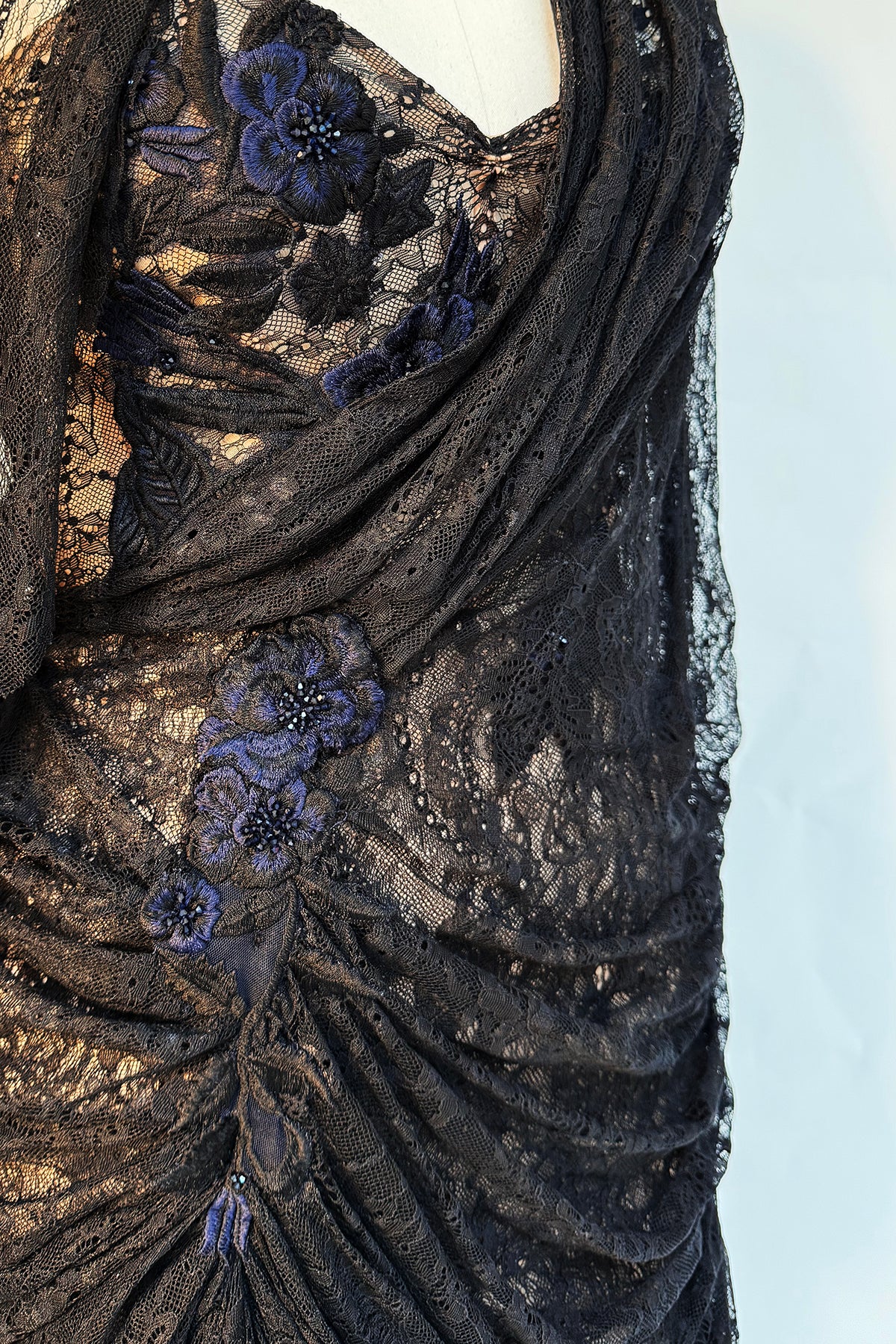 Archive Galaxy Wild Rose Lace Cape Gown
