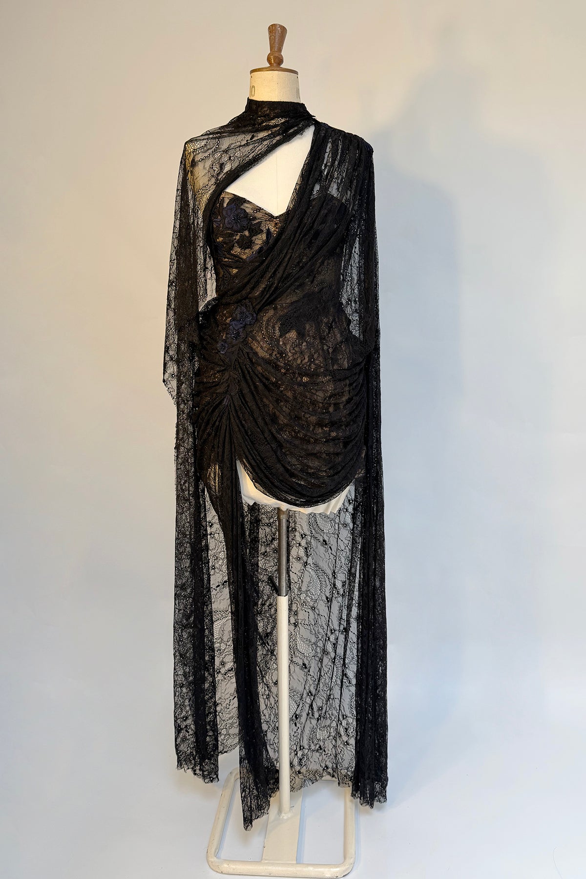 Archive Galaxy Wild Rose Lace Cape Gown