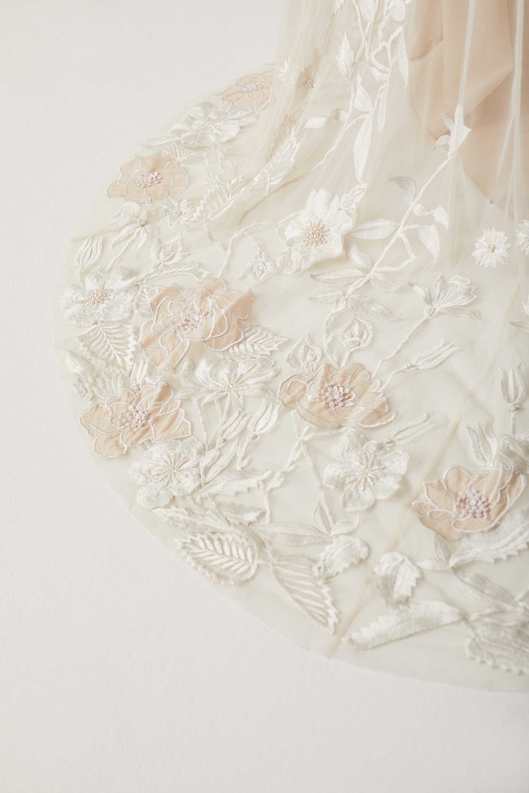 Archive Wild Rose Garden Gown With Open Back Detail in Seashell Blush with Beaded Infill