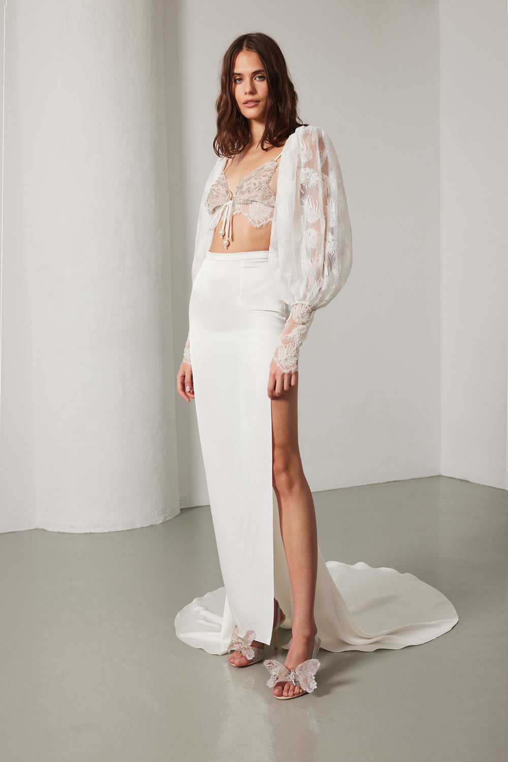 Archive Satin High Leg Split Skirt