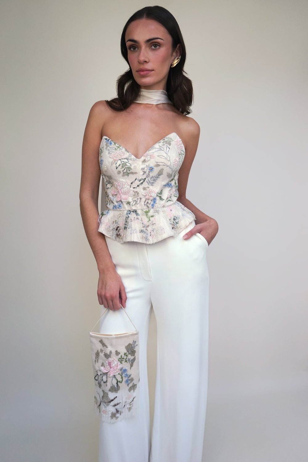 hermione - de - paula - Archive Couture Hand Beaded Tassel Bodice - botanical - couture