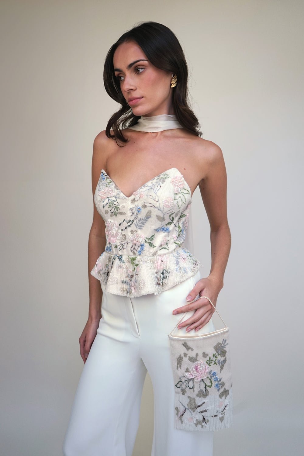 hermione - de - paula - Archive Couture Hand Beaded Tassel Bodice - botanical - couture