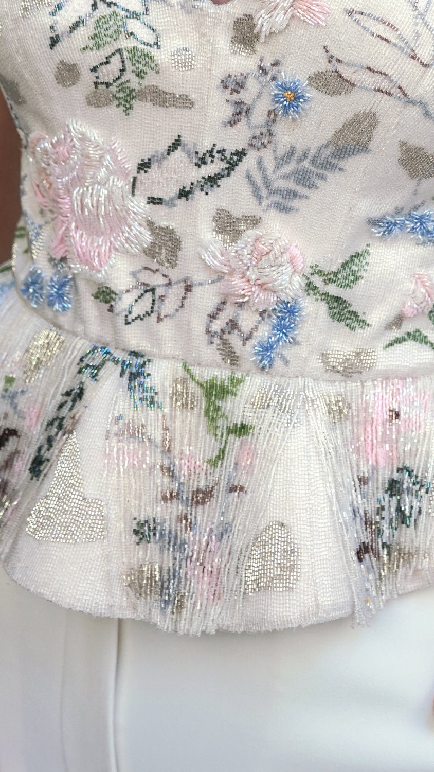 hermione - de - paula - Archive Couture Hand Beaded Tassel Bodice - botanical - couture
