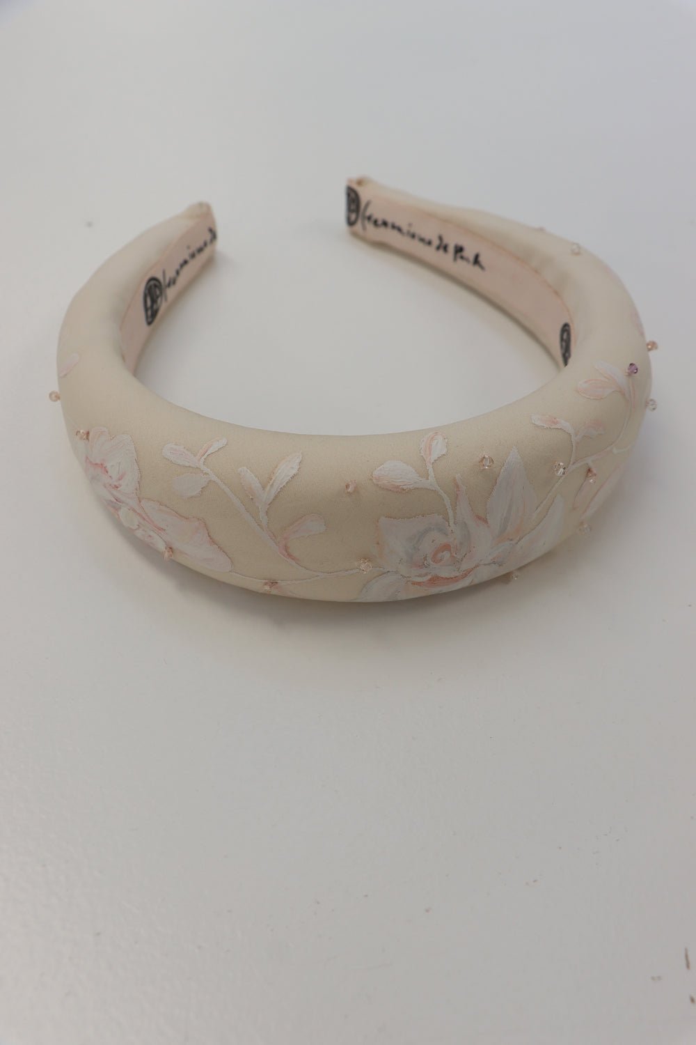 hermione - de - paula - Archive Hand Painted Wild Rose Blush & White Hairband | Headband - botanical - couture