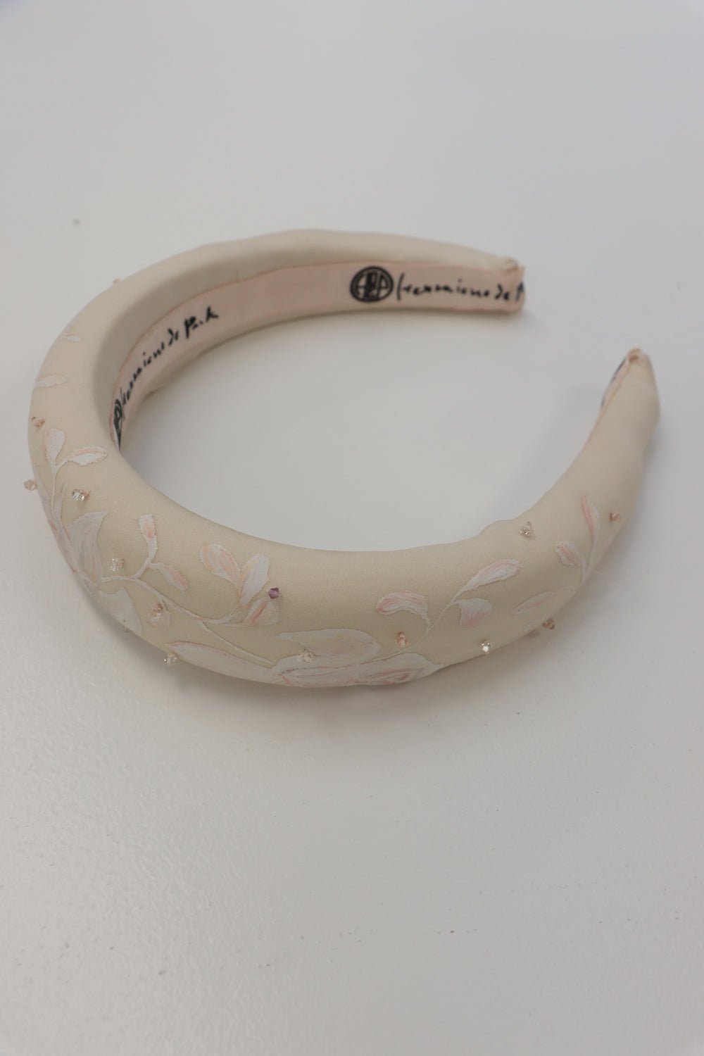 hermione - de - paula - Archive Hand Painted Wild Rose Blush & White Hairband | Headband - botanical - couture