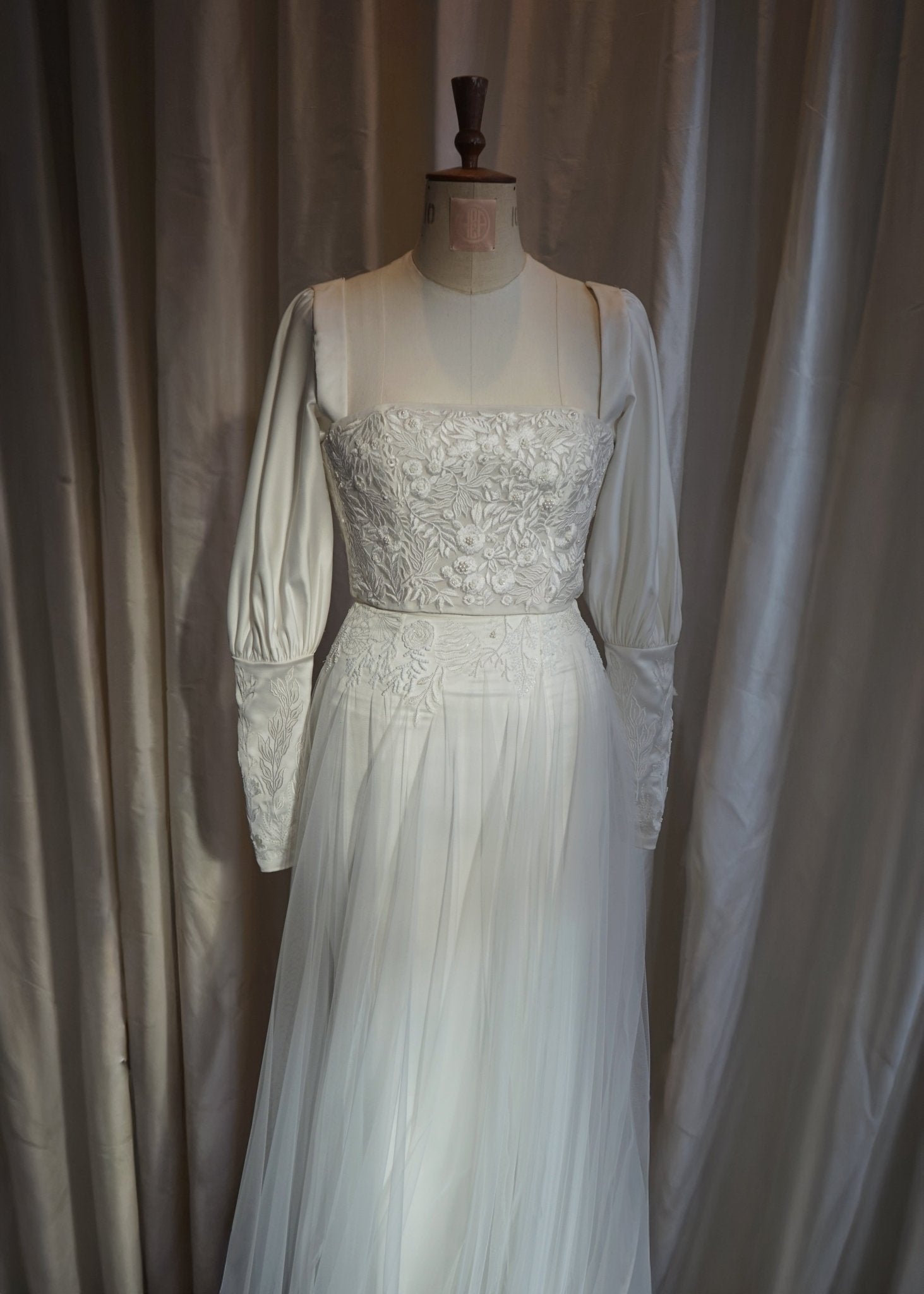 hermione - de - paula - Archive Satin Seascape Skirt & Sleeves | 2 piece - TOTAL LOOK - botanical - couture