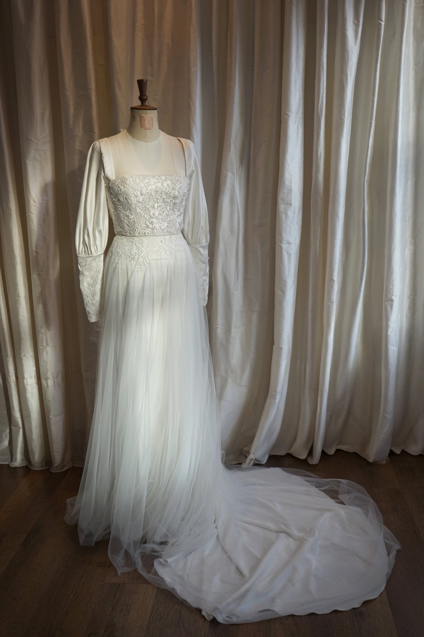 hermione - de - paula - Archive Satin Seascape Skirt & Sleeves | 2 piece - TOTAL LOOK - botanical - couture