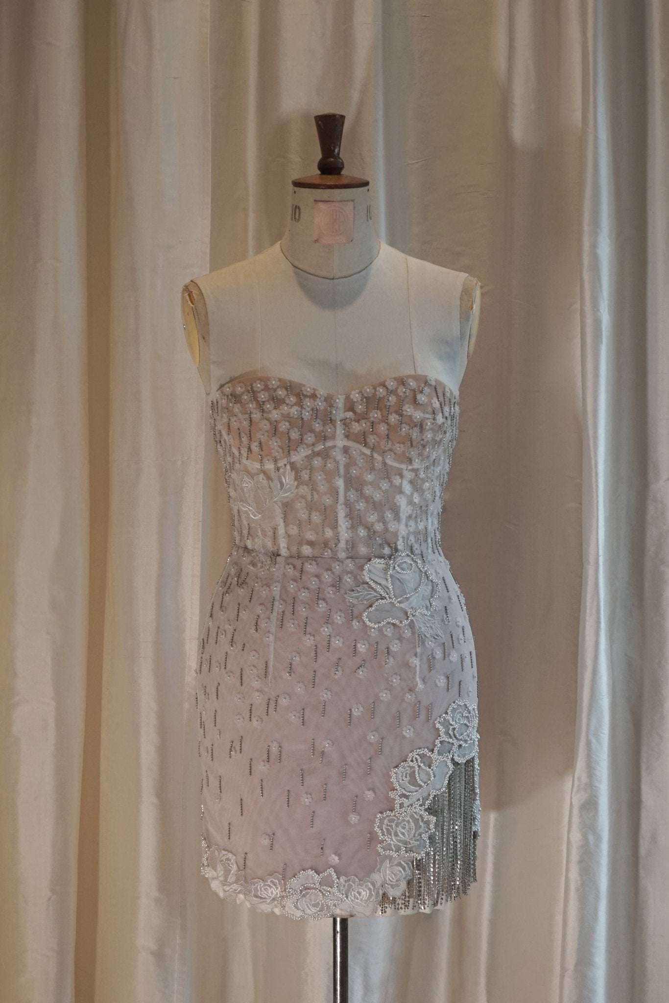 hermione - de - paula - Archive Silk & Lace Pearl Rose Blossom Mini - Brand New Never Worn - botanical - couture