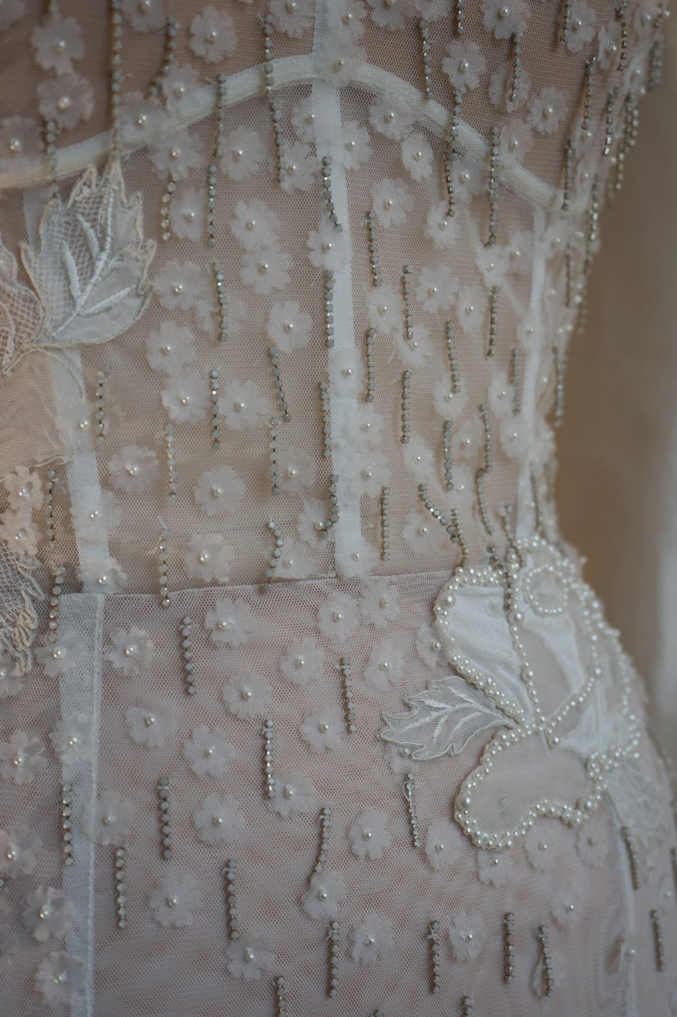 hermione - de - paula - Archive Silk & Lace Pearl Rose Blossom Mini - Brand New Never Worn - botanical - couture