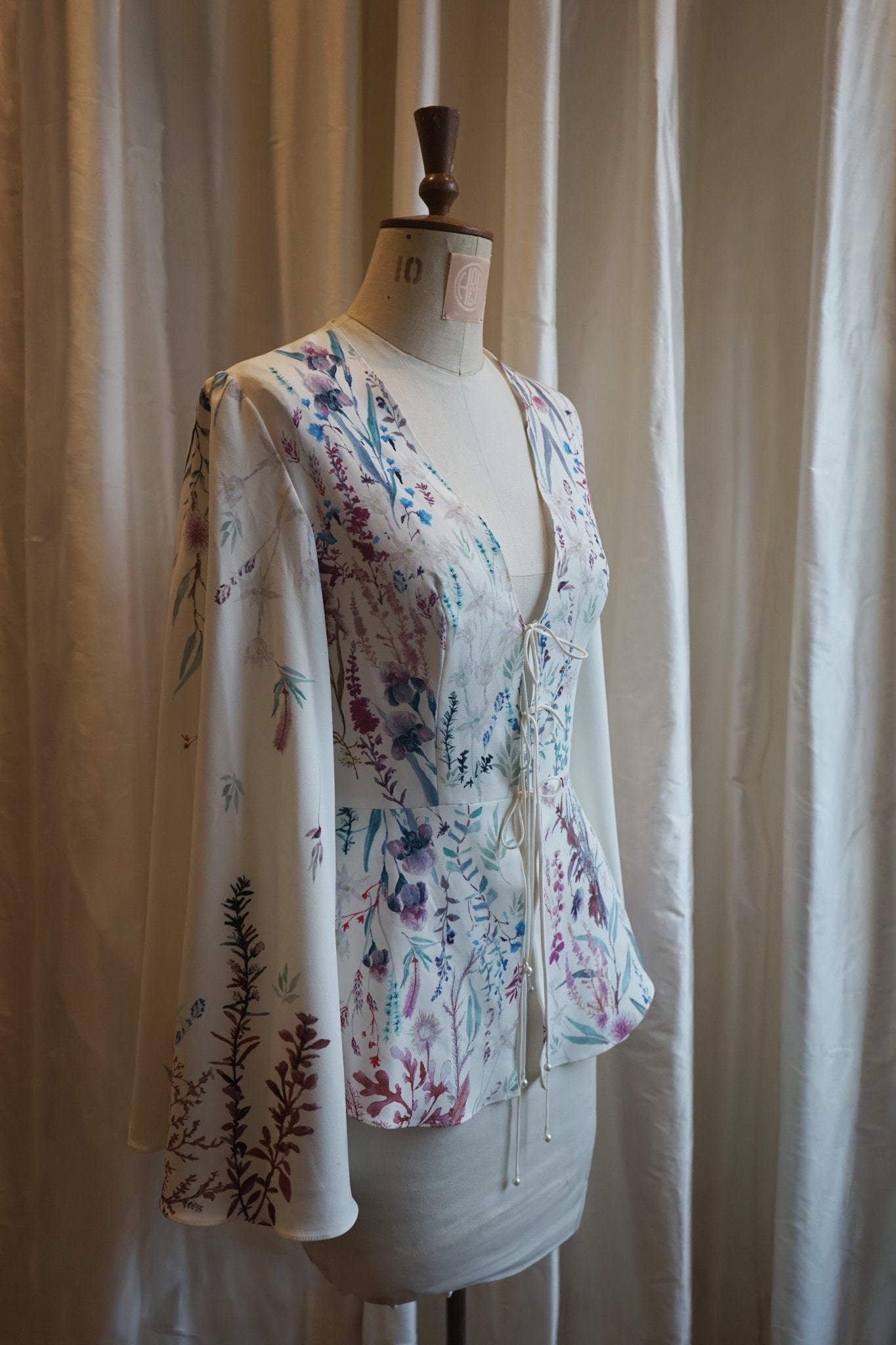 hermione - de - paula - Archive Underwater Wildflower Blouse with Bow Tie - Up Front - botanical - couture