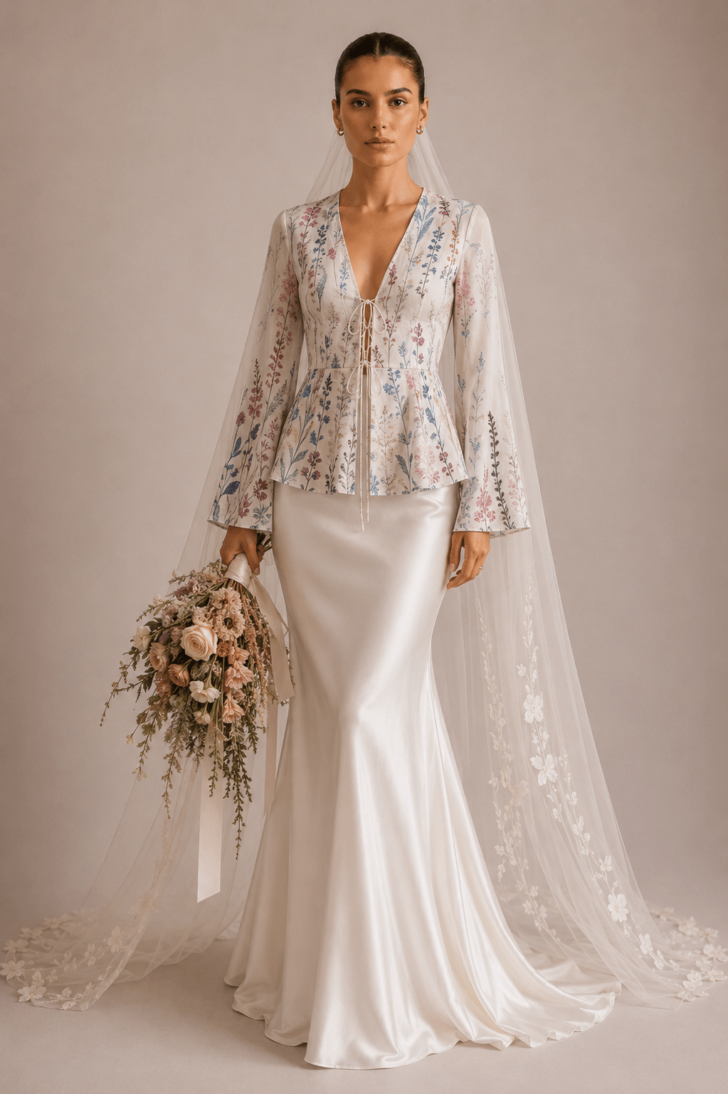 hermione - de - paula - Archive Underwater Wildflower Blouse with Bow Tie - Up Front - botanical - couture
