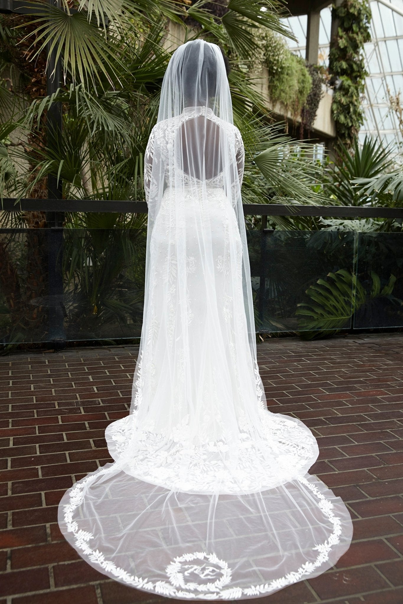 hermione - de - paula - Archive Wisteria Wreath Veil - Add Custom Hand Embroidery in the Wreath - botanical - couture