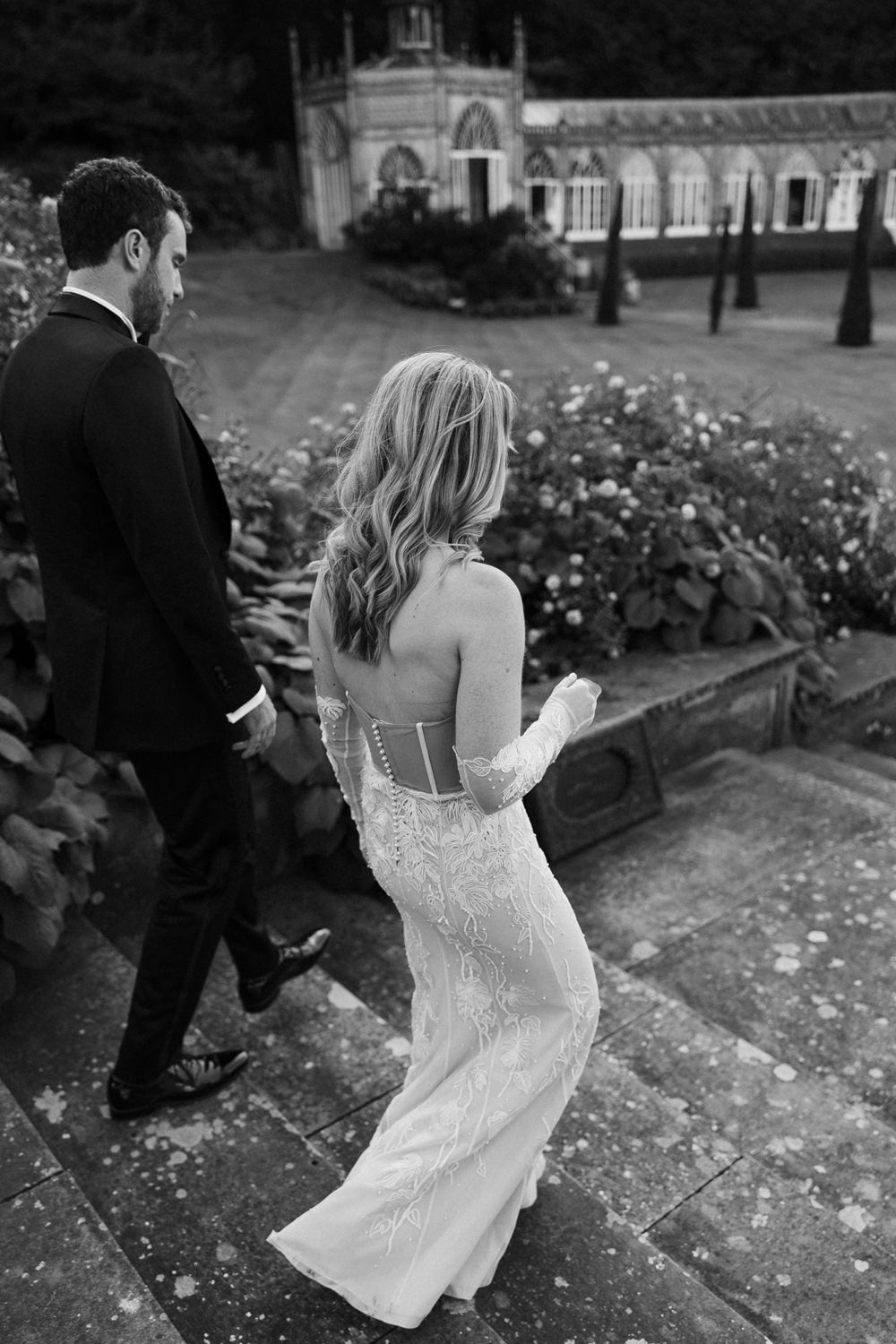 Hermione de Paula bride Averi wearing the Sweetheart Monstera Eclipse couture wedding gown with Monstera vine opera gloves and a hand-embroidered pearl trim veil - photo 13