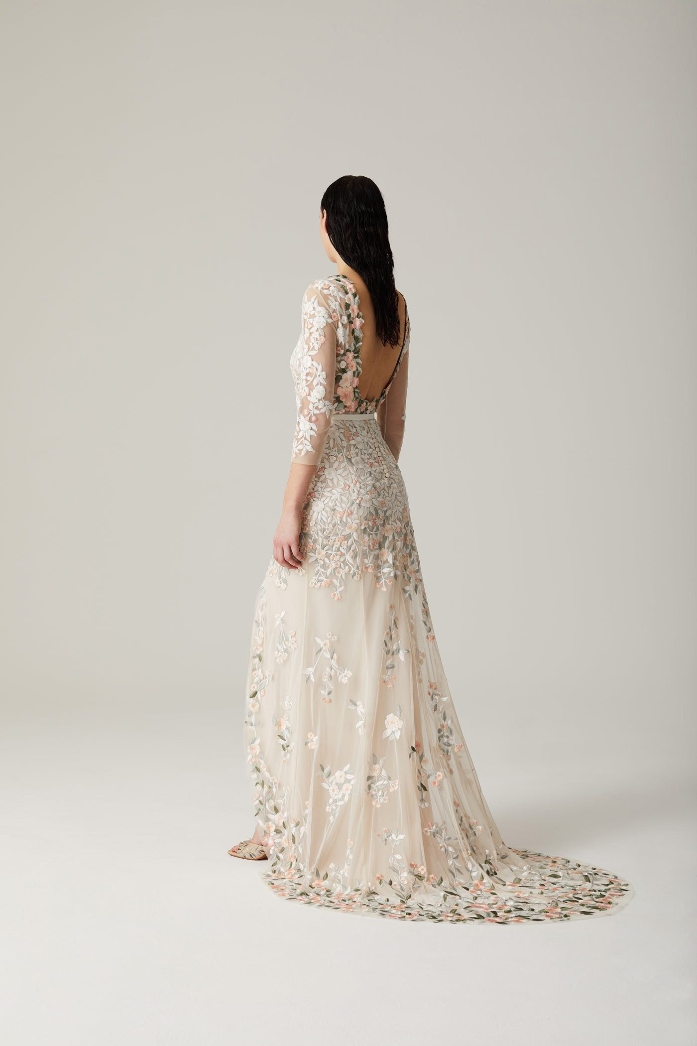 RTW Miniature Rose Gown With Open Scoop Back Detail