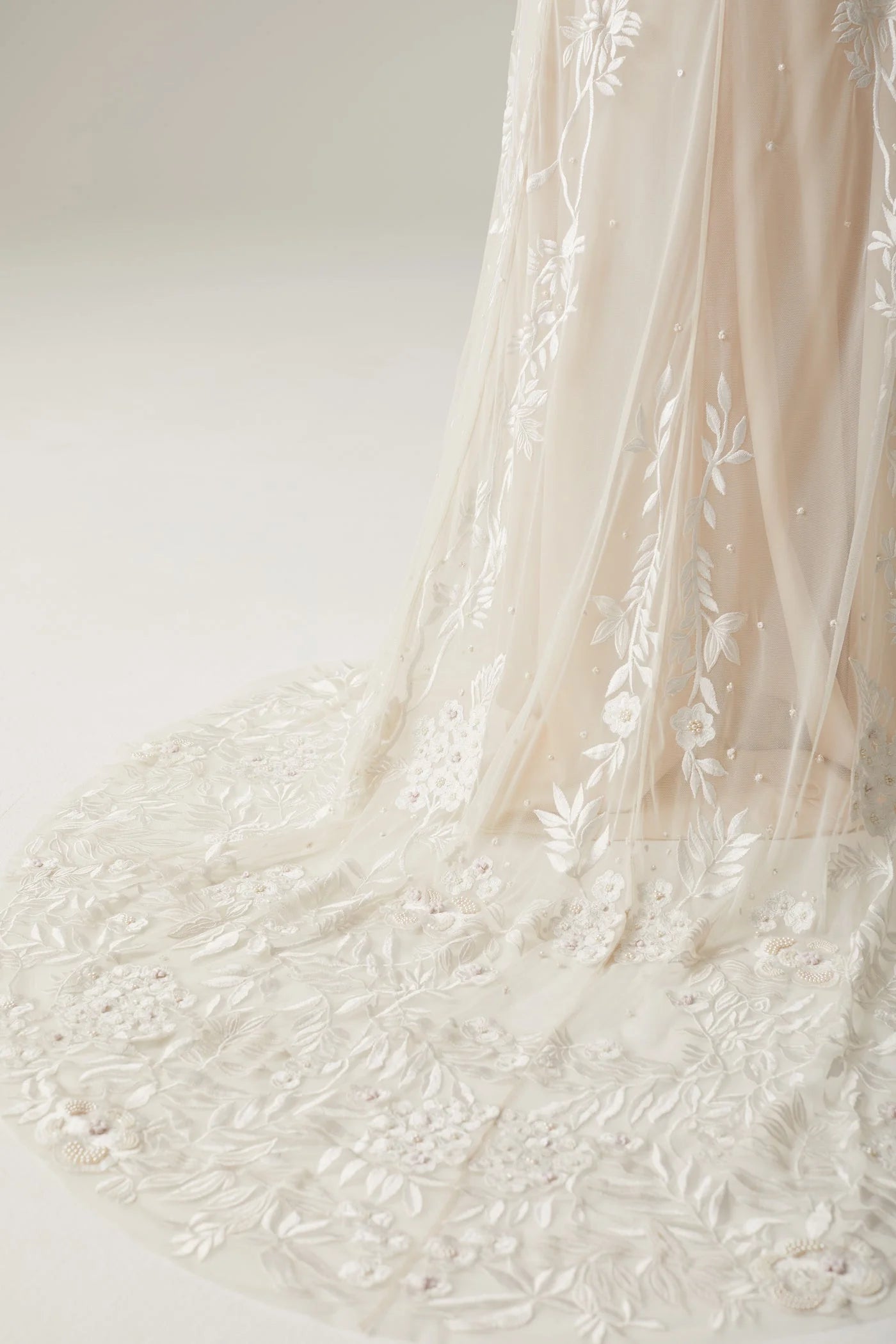 Wisteria Collar Open Back Long Sleeve SL Gown Rosewater