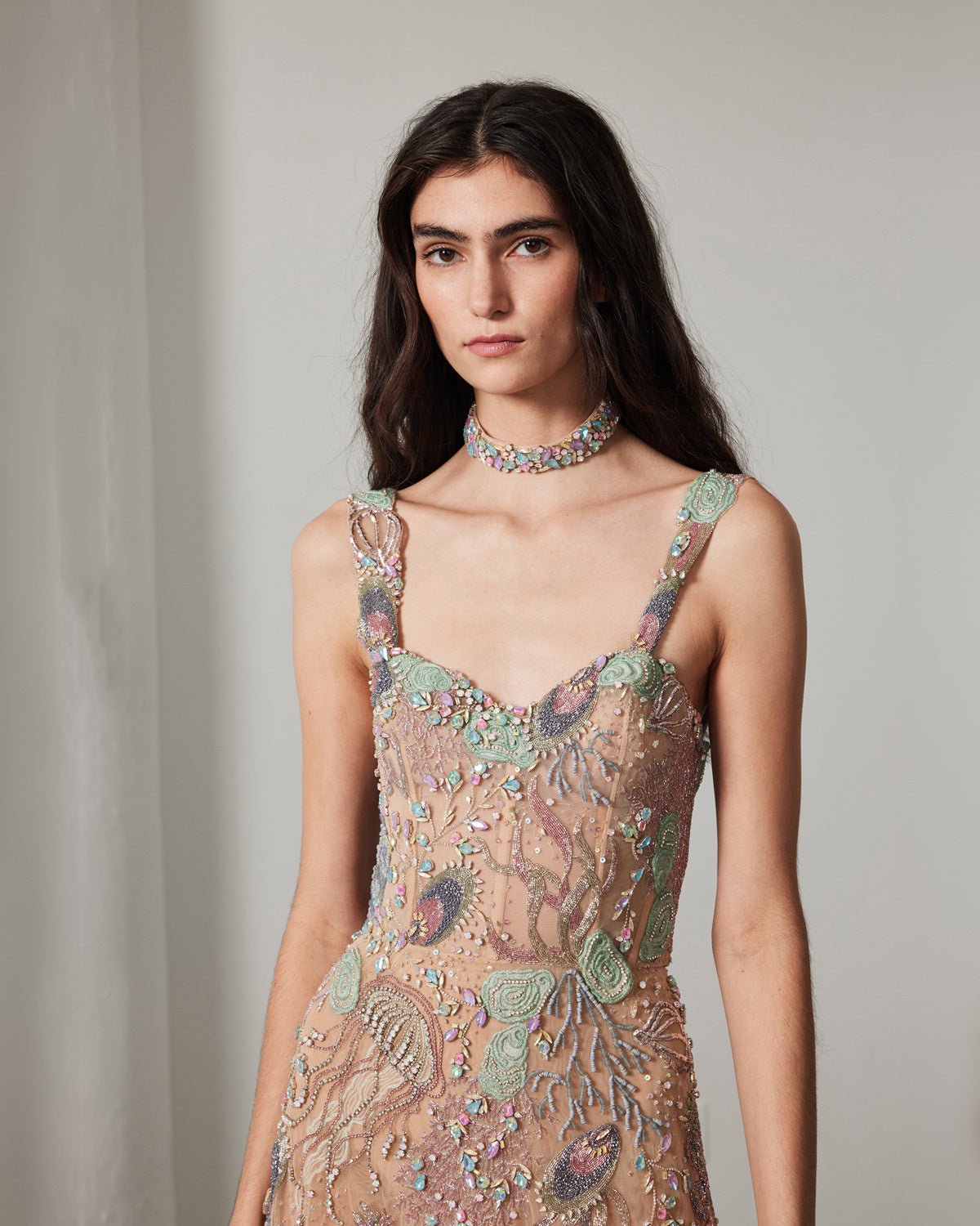 hermione-de-paula-Celestial Seascape Bustier Gown Aquarium Colourway-botanical-couture