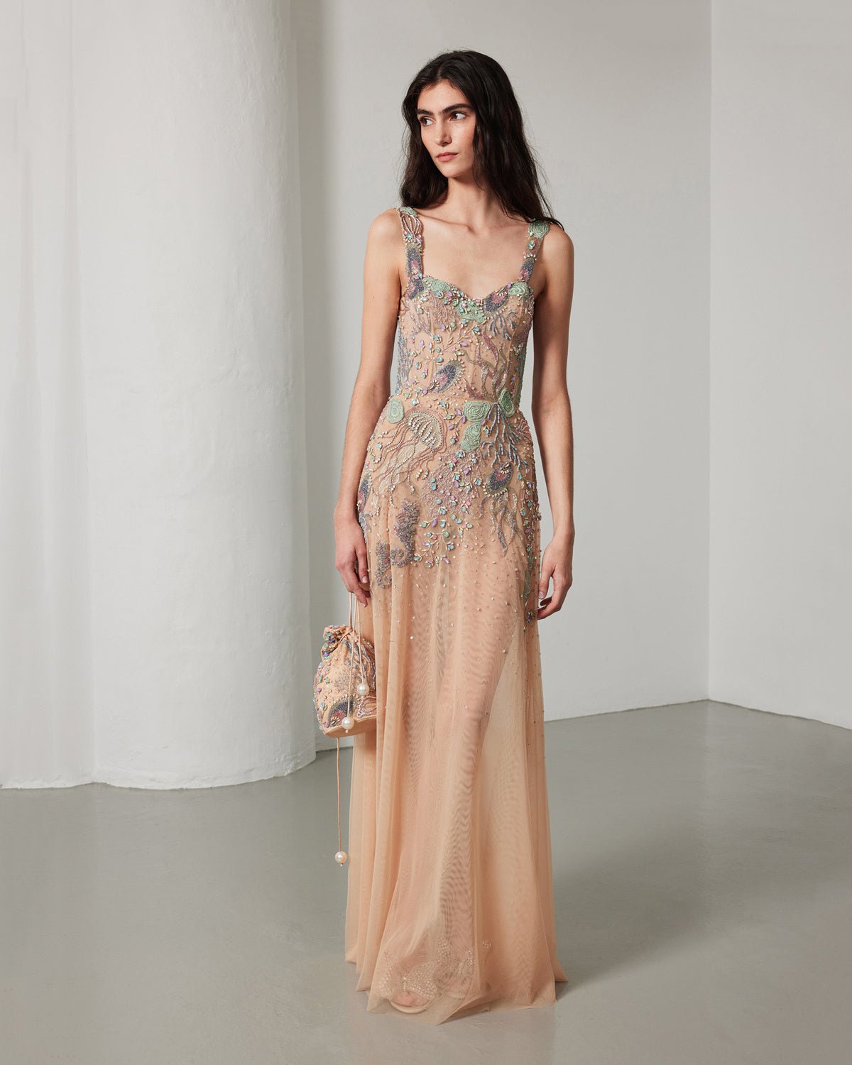hermione-de-paula-Celestial Seascape Bustier Gown Aquarium Colourway-botanical-couture