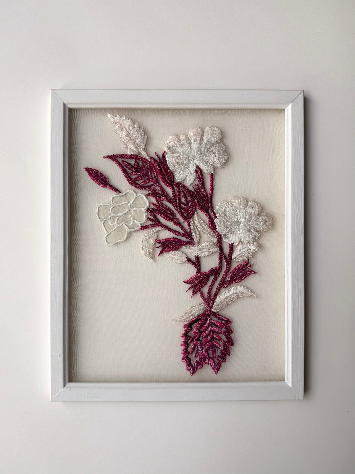 hermione - de - paula - Embroidery No. 012 - Signed & Numbered Framed Couture Swatch - botanical - couture