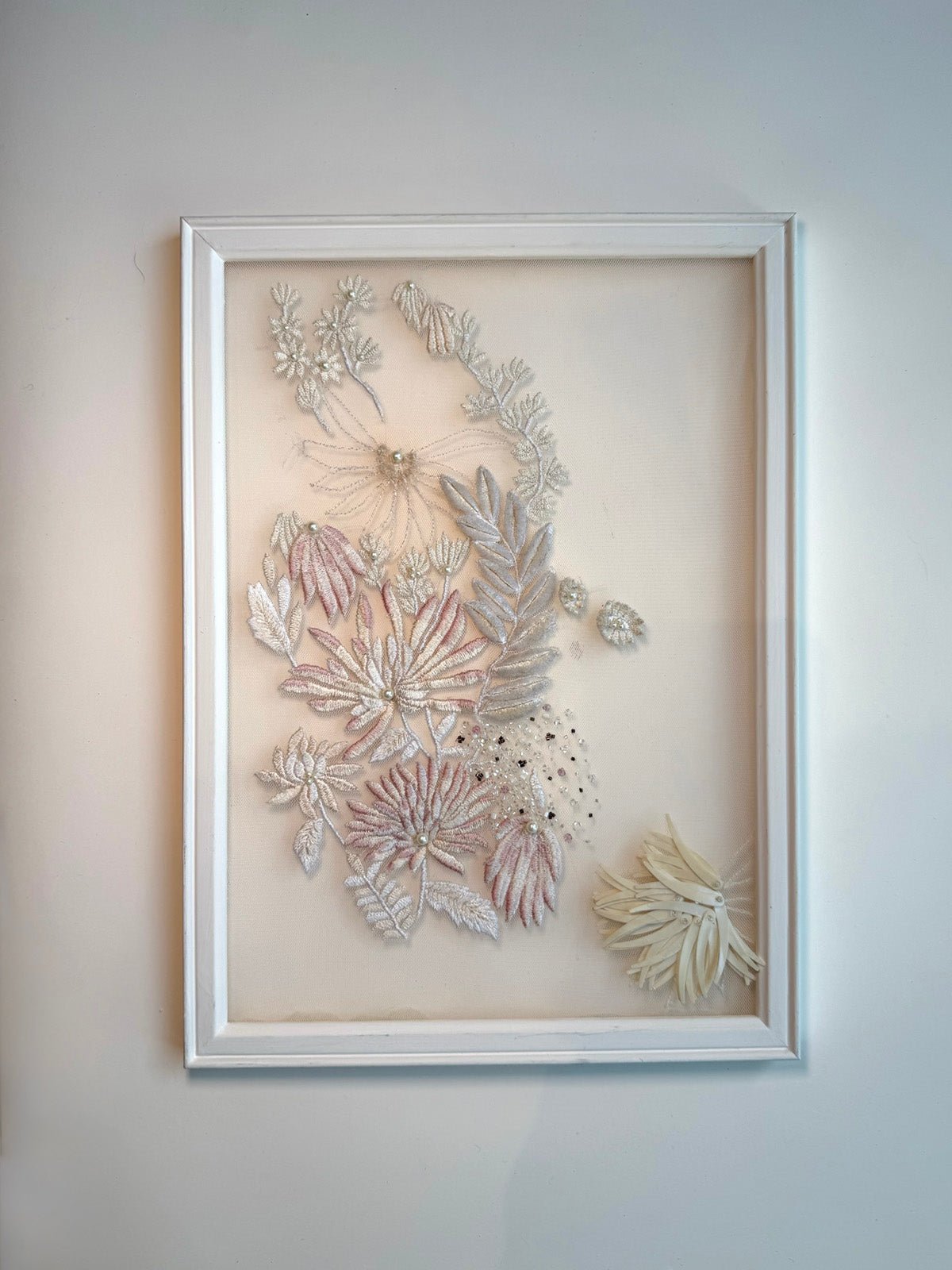 hermione - de - paula - Embroidery No. 066 - Signed & Numbered Framed Couture Swatch - botanical - couture