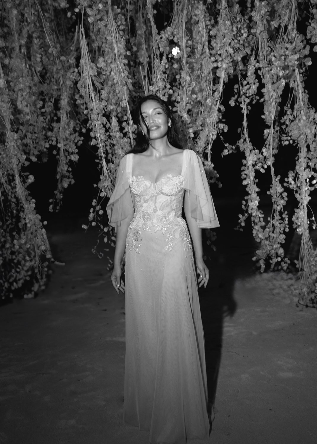 Hermione de Paula bride Manisha wearing a couture Monstera Celestial Seascape hand-embroidered wedding gown, as seen in Vogue - photo 11