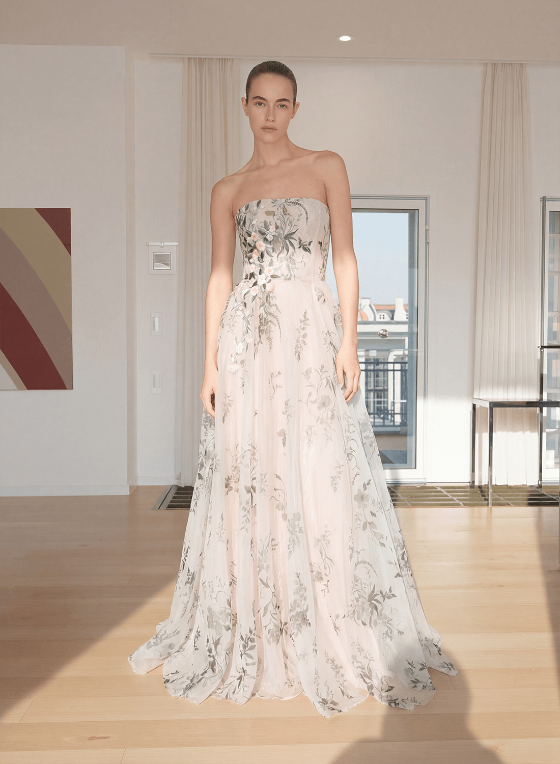 hermione - de - paula - Minature Rose Bougainvillea Oasis SL Gown Blush - botanical - couture