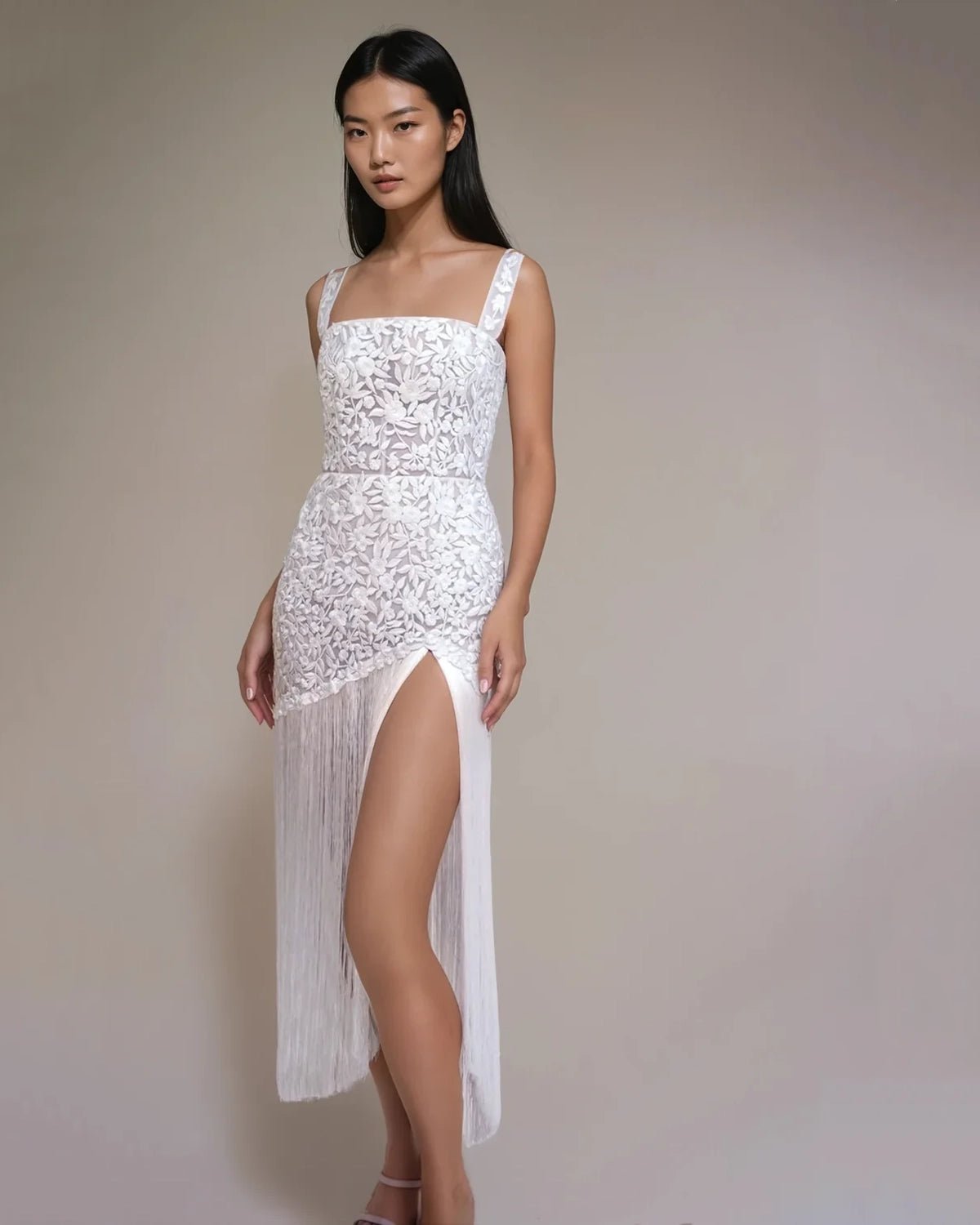 hermione-de-paula-Miniature Rose Square Neck Tassel Mini Gown | Jasmine Liquor-botanical-couture