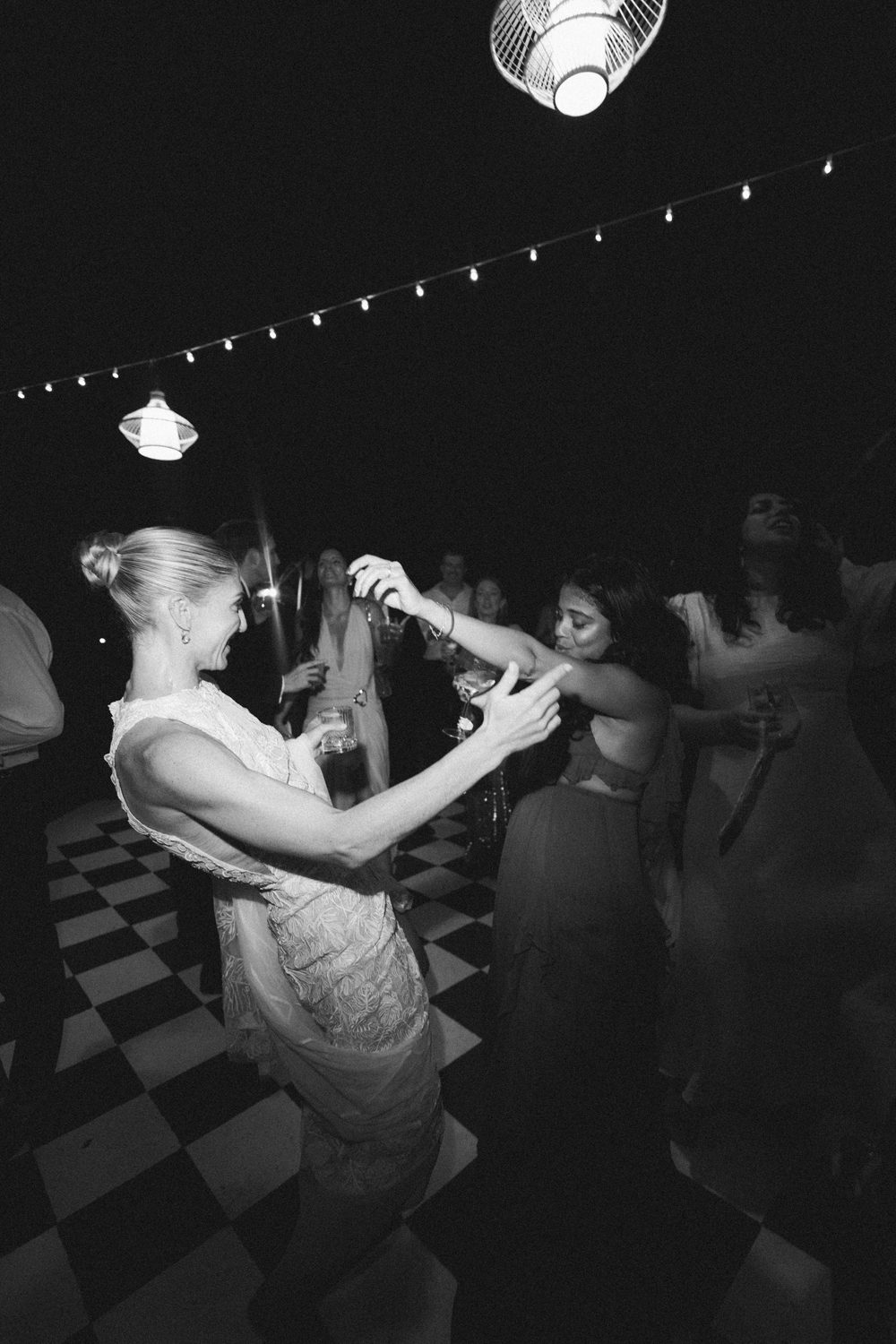 Hermione de Paula bride Pia wearing a custom Monstera pearl mini wedding dress with hand embroidery - photo 8