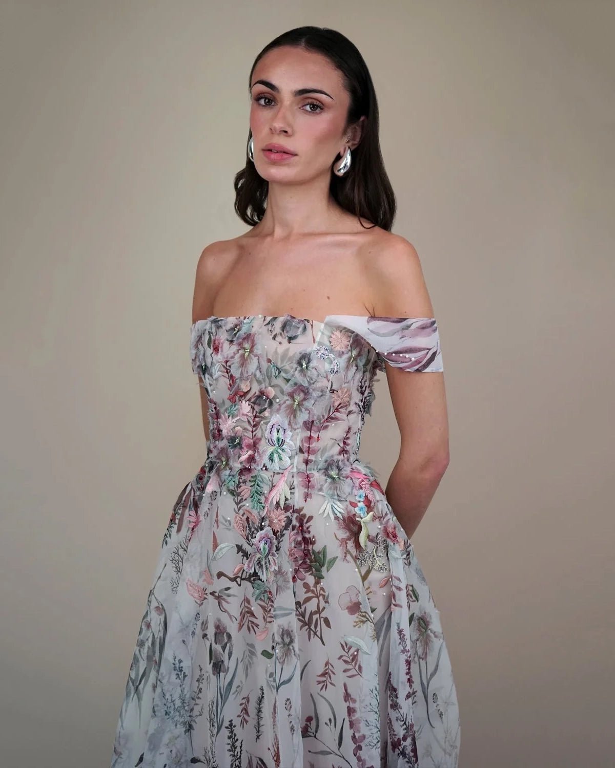 hermione-de-paula-Printed Underwater Wildflower Gown With 3D Elements | Midnight-botanical-couture