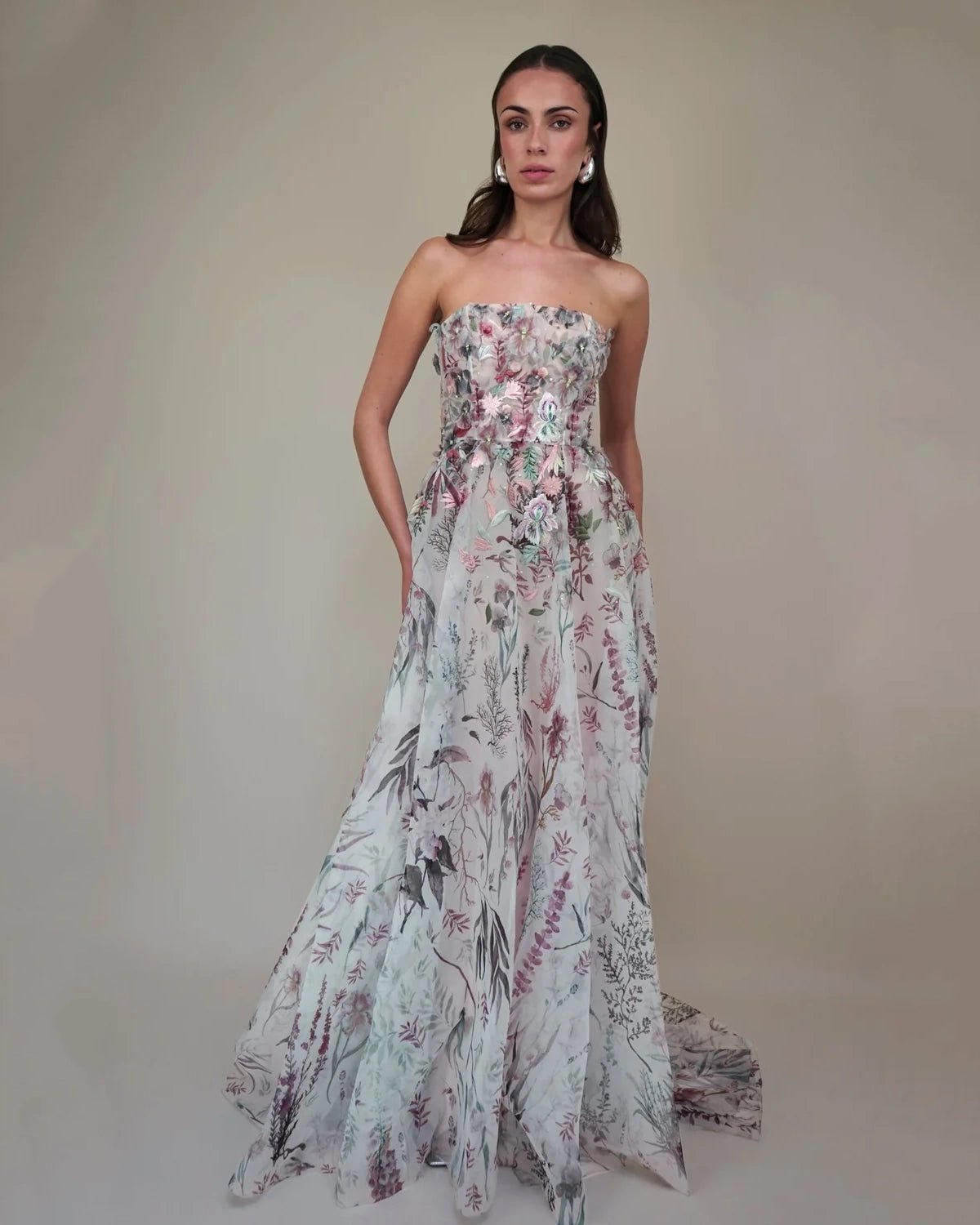 hermione-de-paula-Printed Underwater Wildflower Gown With 3D Elements | Midnight-botanical-couture